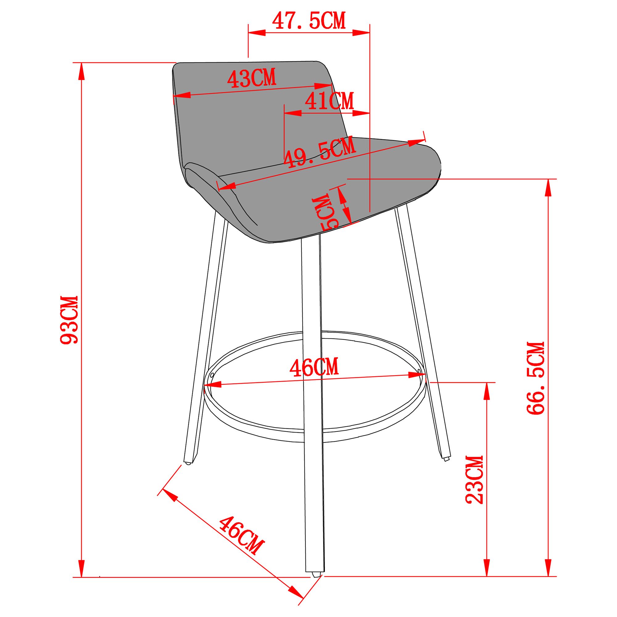 Fern Counter Stool - Grey Fabric