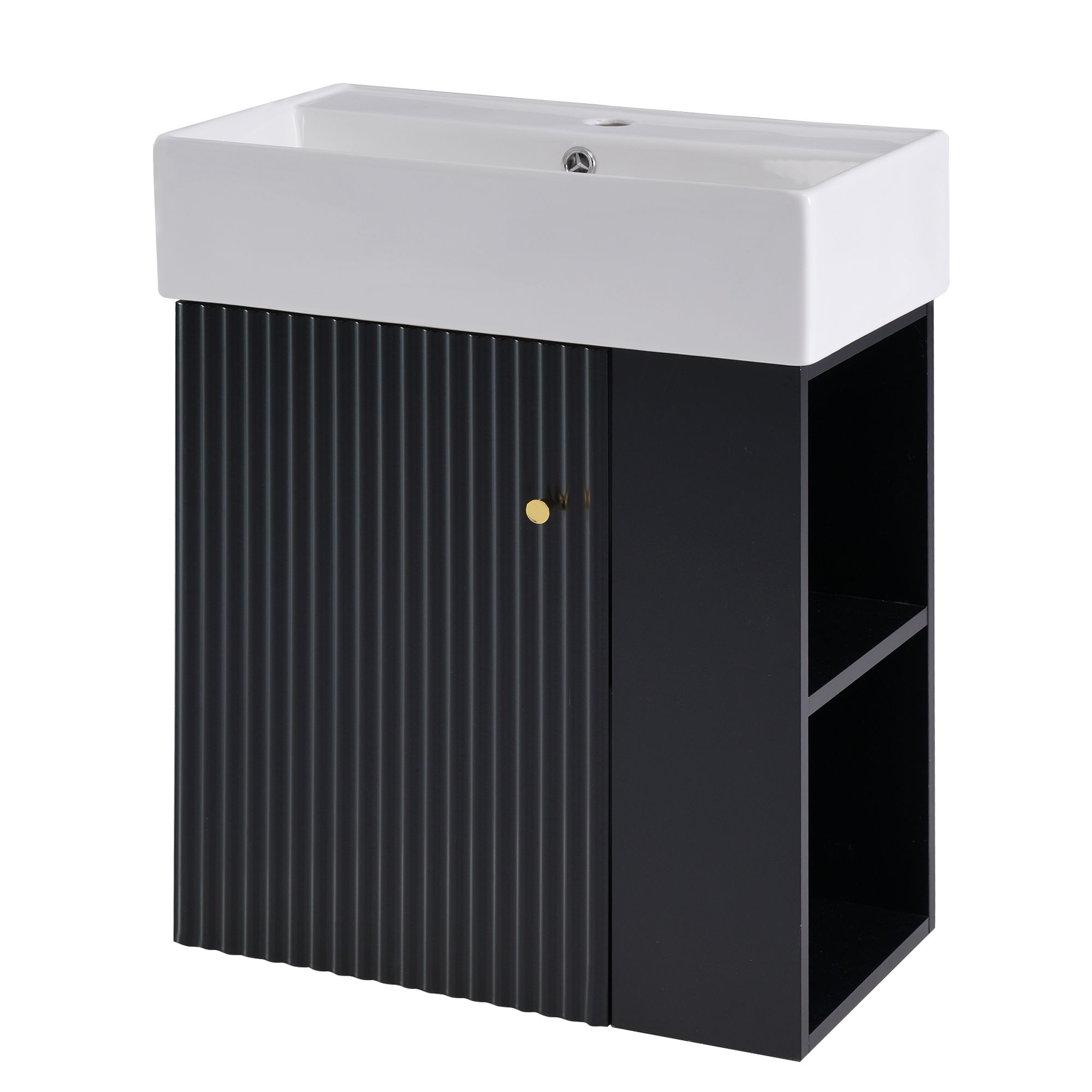Floating Bathroom Vanity with Ceramic Sink - 21.6"