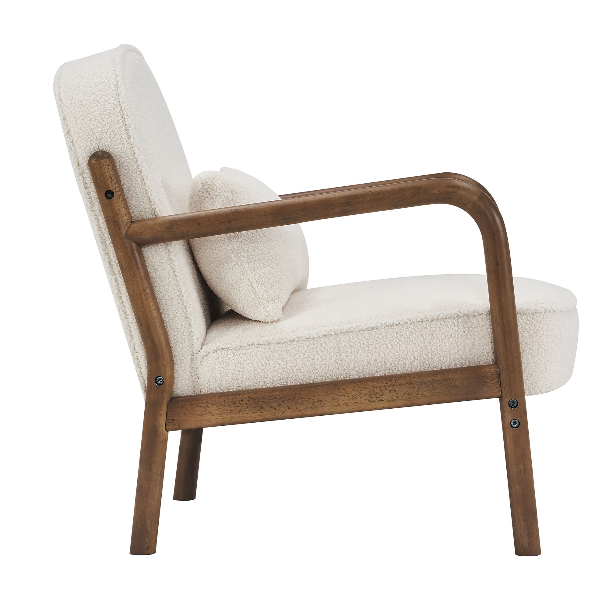 Farah Accent Chair - White Fabric/Walnut