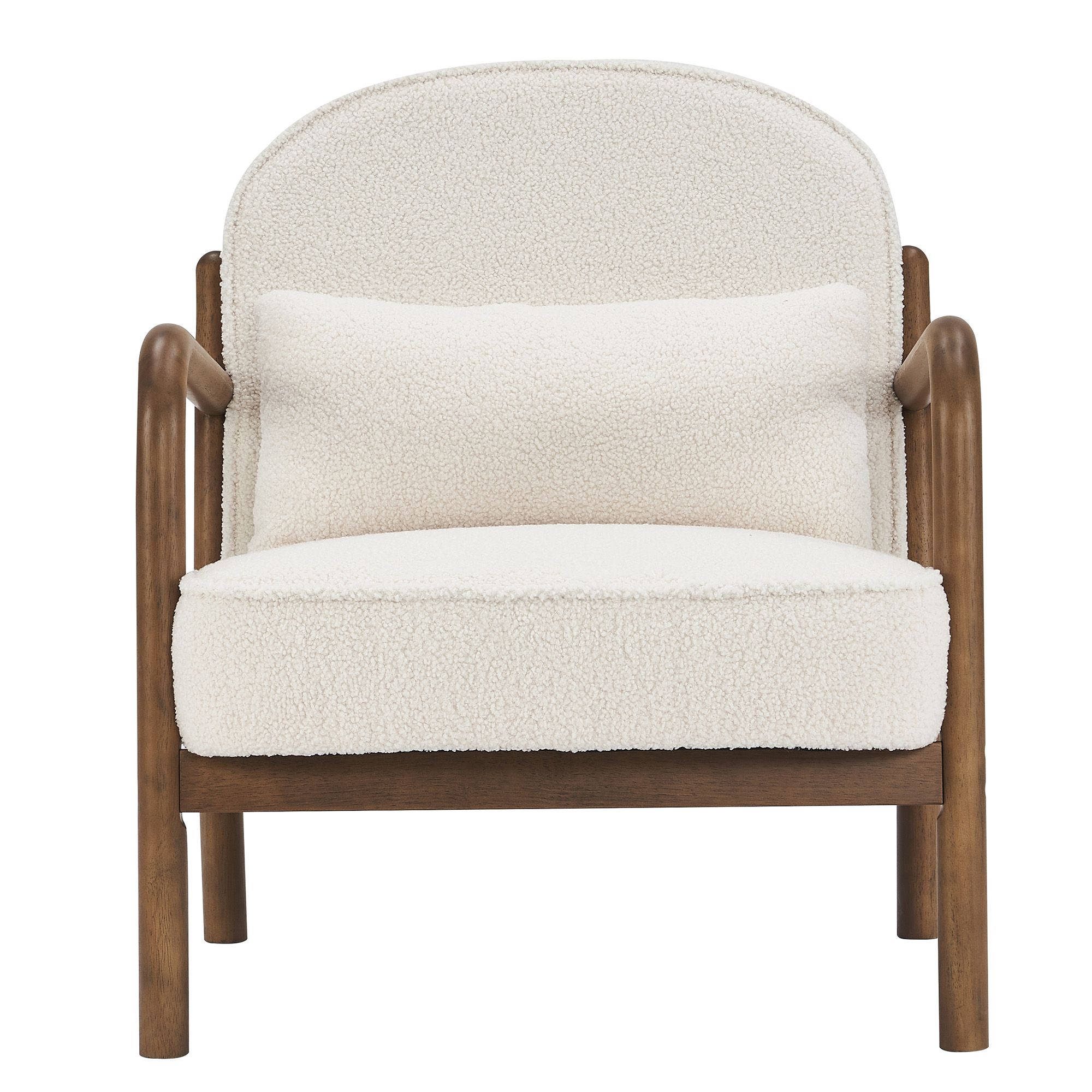 Farah Accent Chair - White Fabric/Walnut