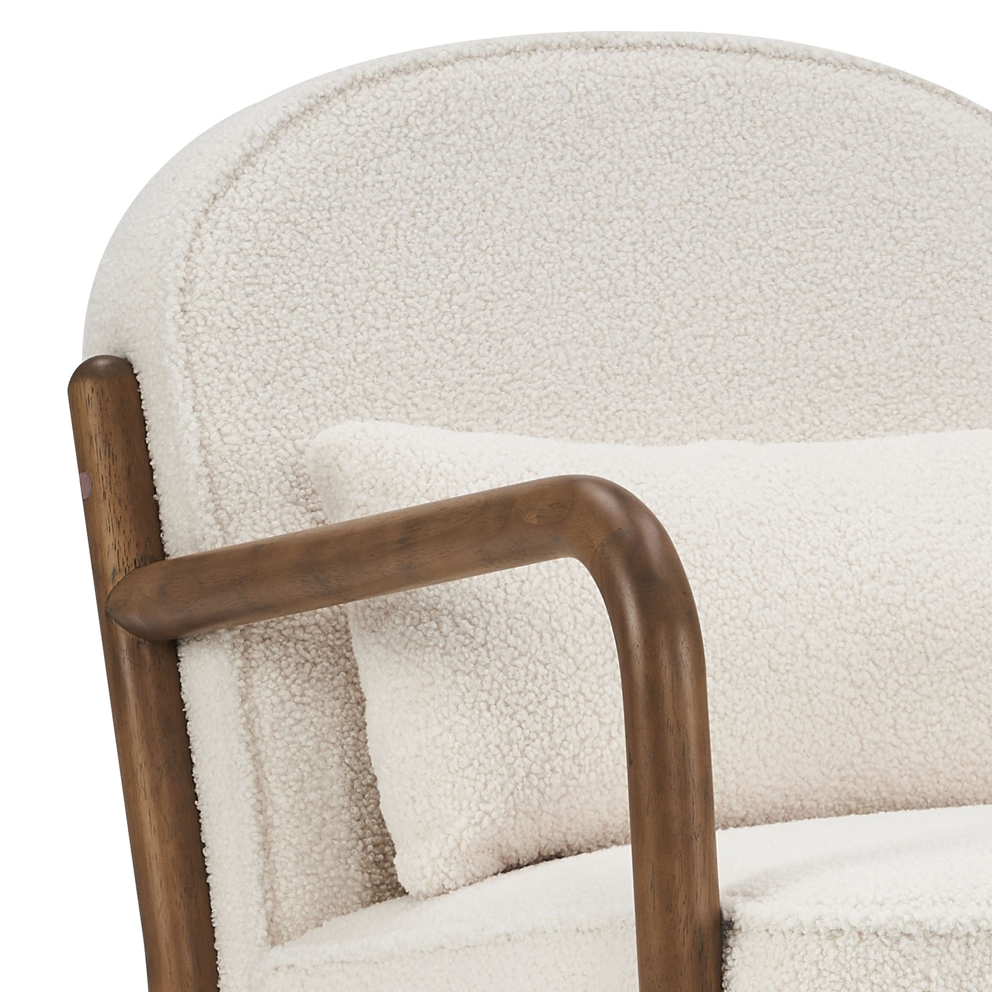 Farah Accent Chair - White Fabric/Walnut