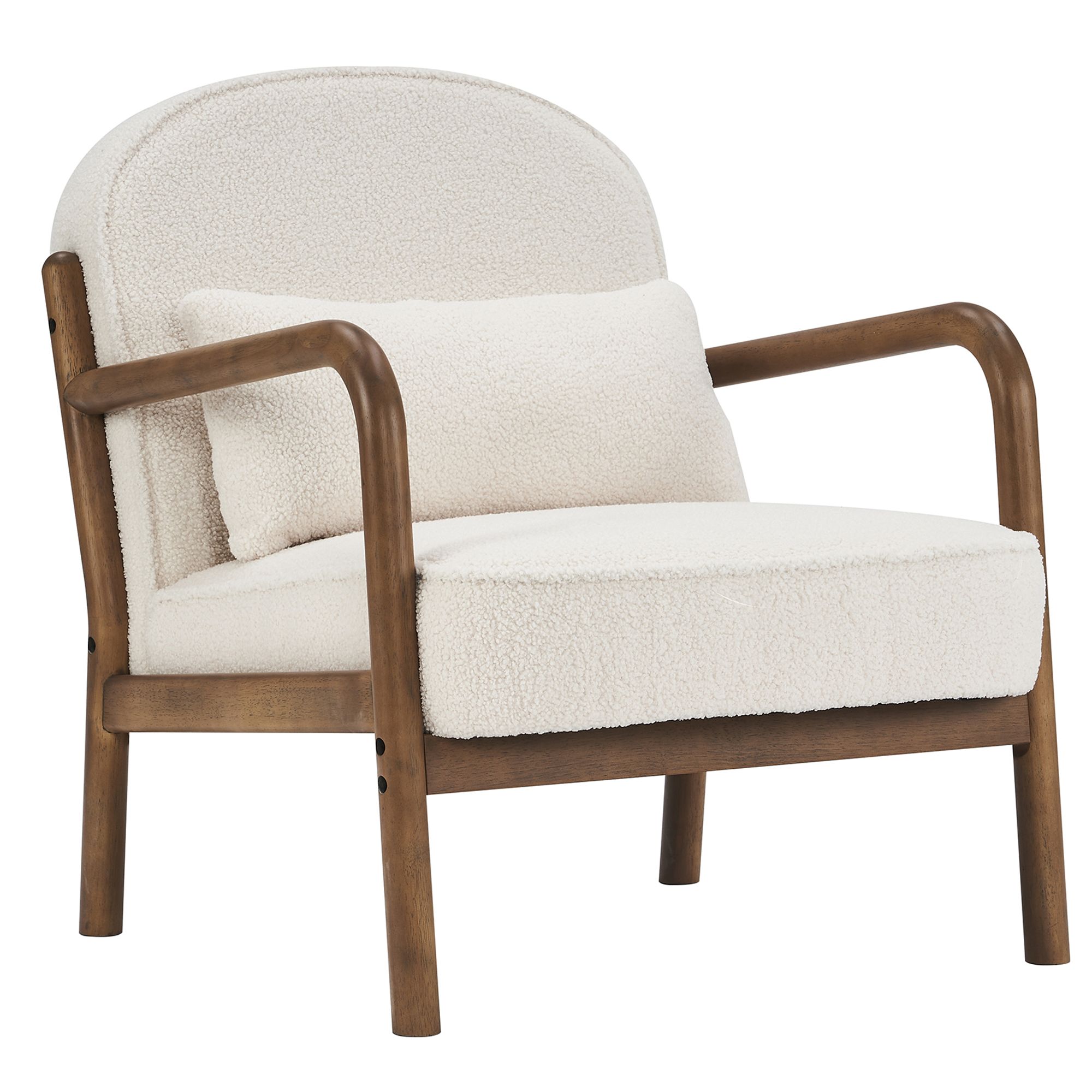 Farah Accent Chair - White Fabric/Walnut