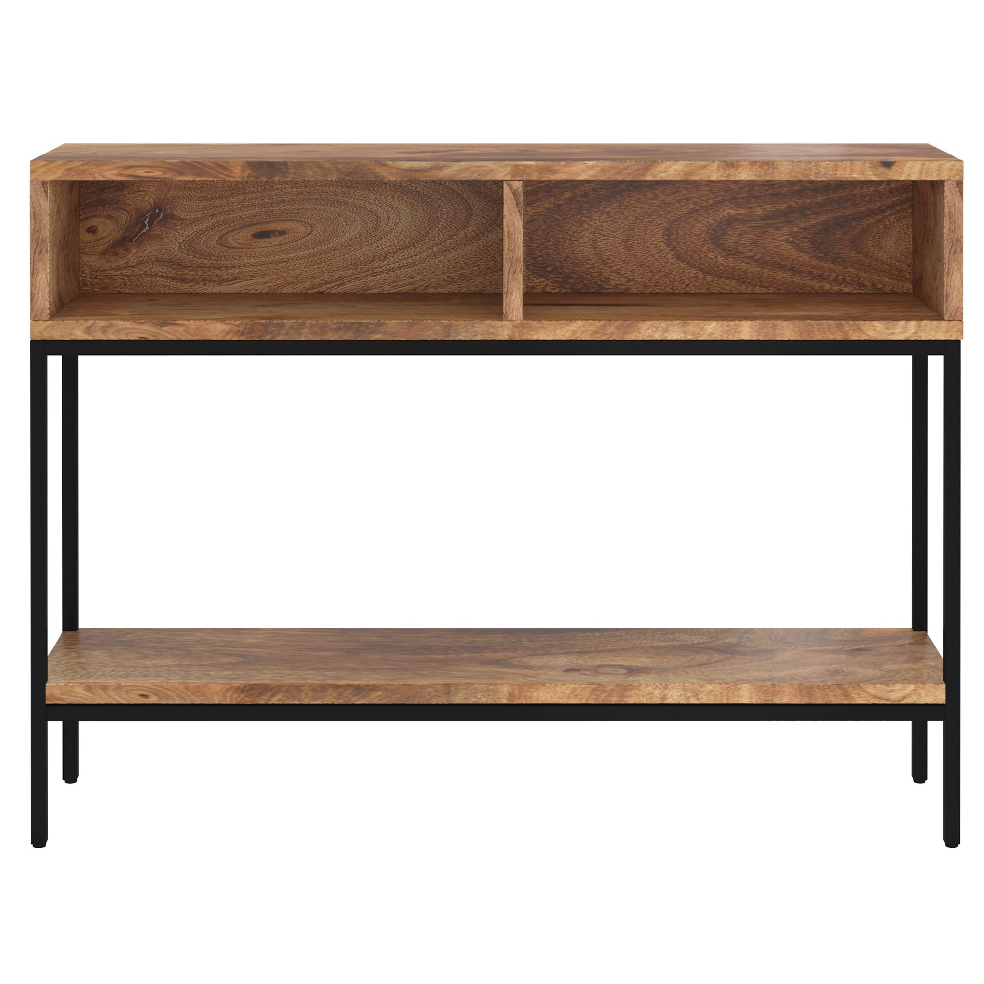 Ojas Console Table - Natural Burnt Finish/Black