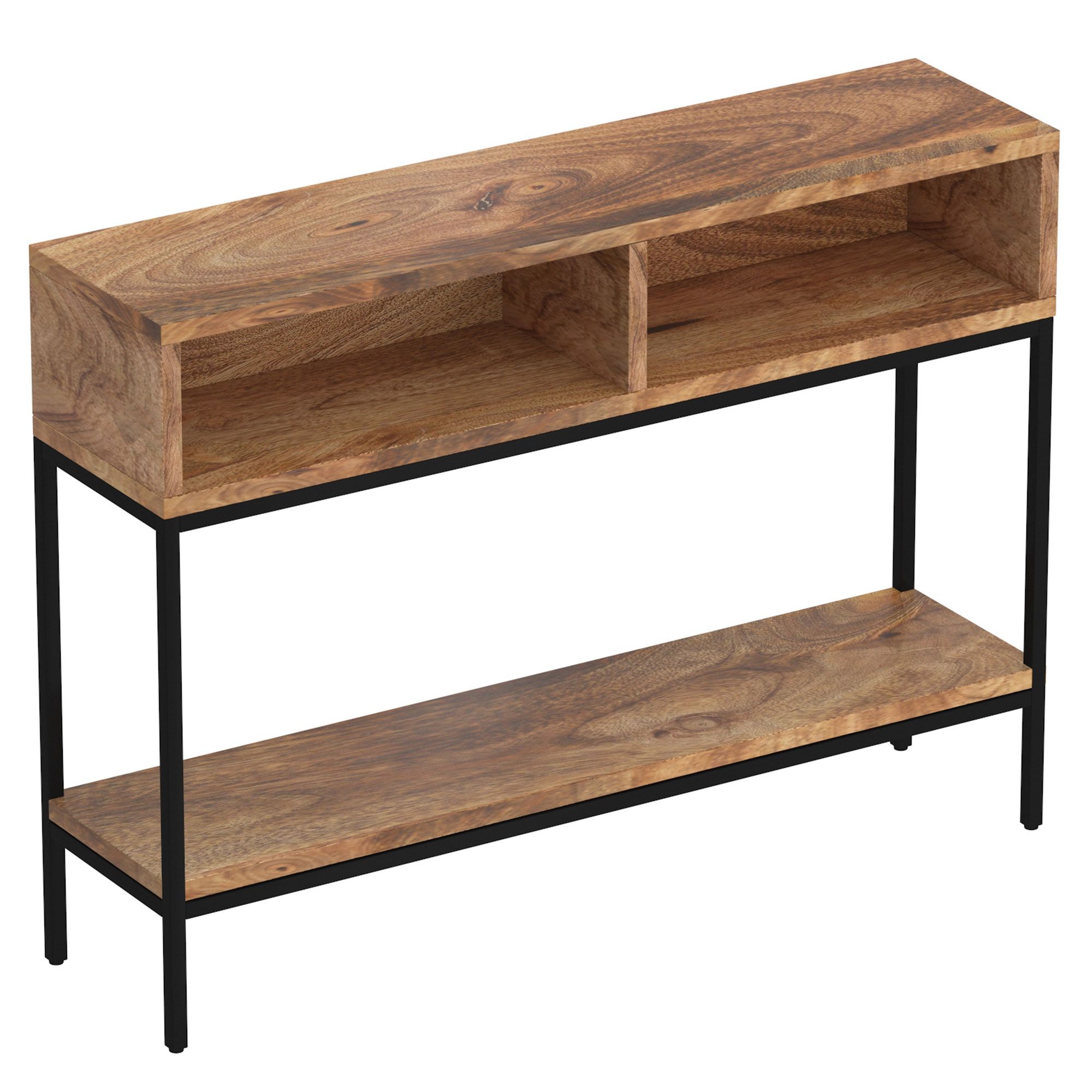 Ojas Console Table - Natural Burnt Finish/Black