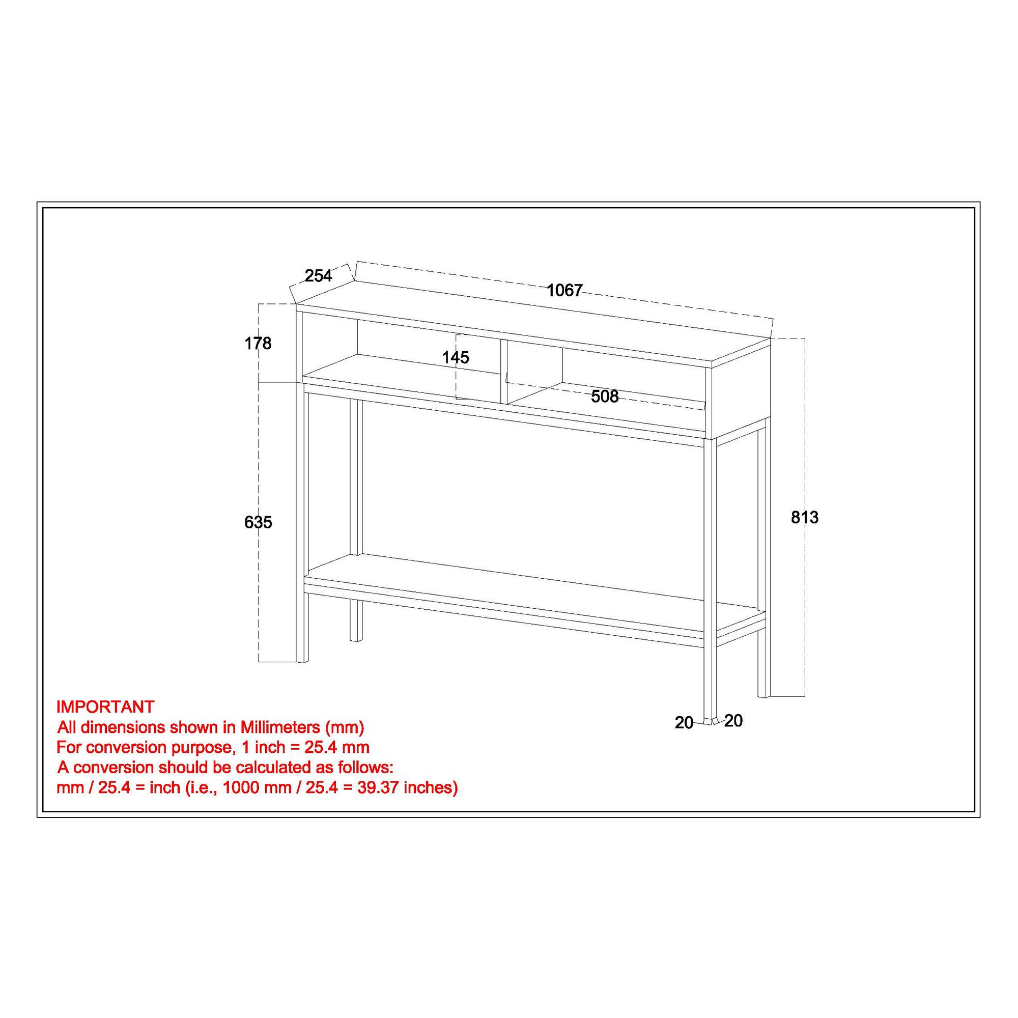 Ojas Console Table - Natural Burnt Finish/Black