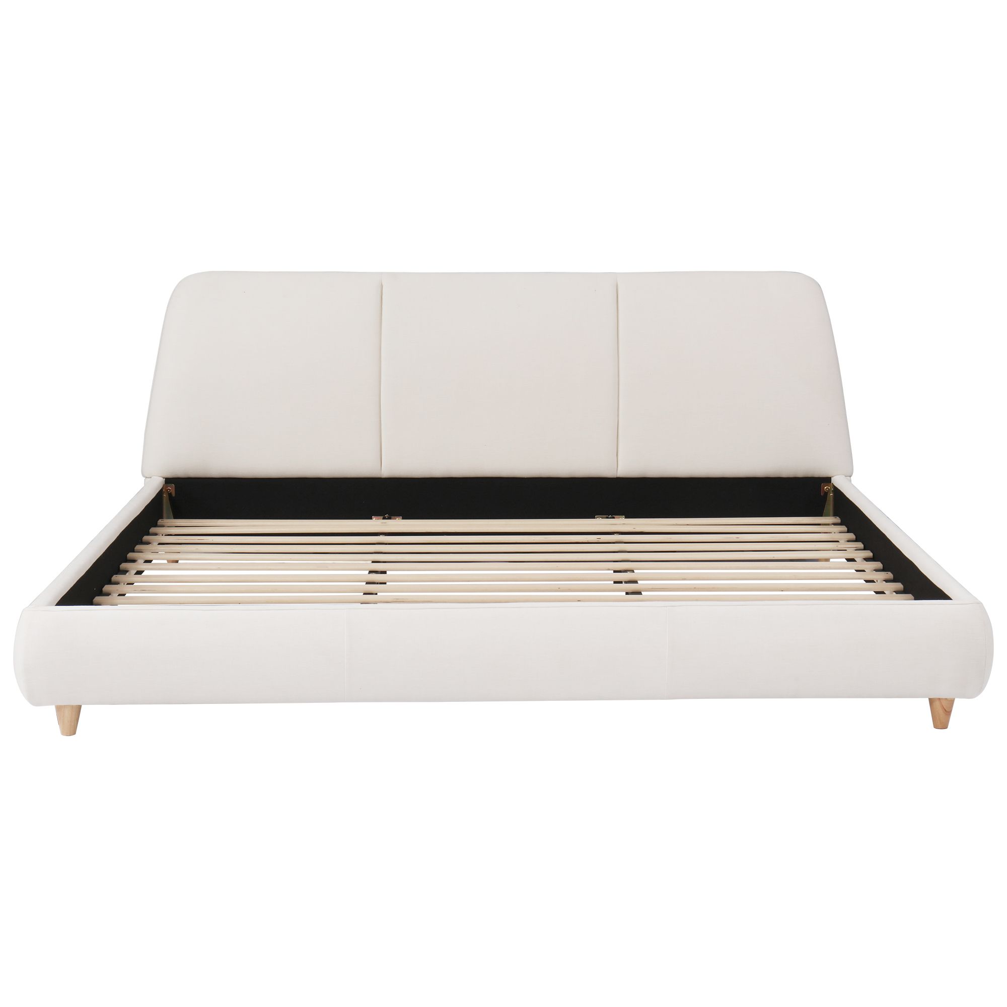 Modern Minimalist Queen Upholstered Bed in Linen Fabric – Beige