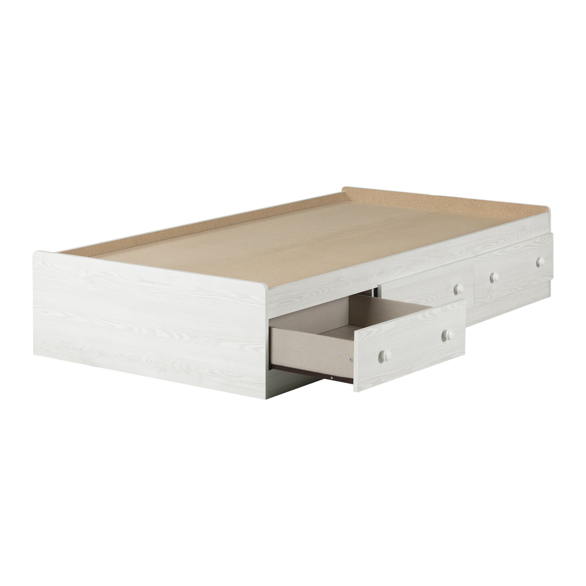 Santa Clara Lit simple avec tiroirs - Pin blanc