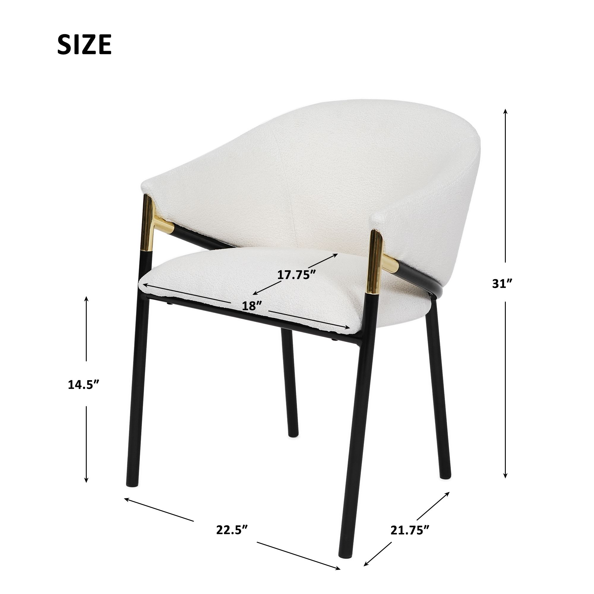 Set of 4 Mid-Century Modern White Upholstered Dining Chairs