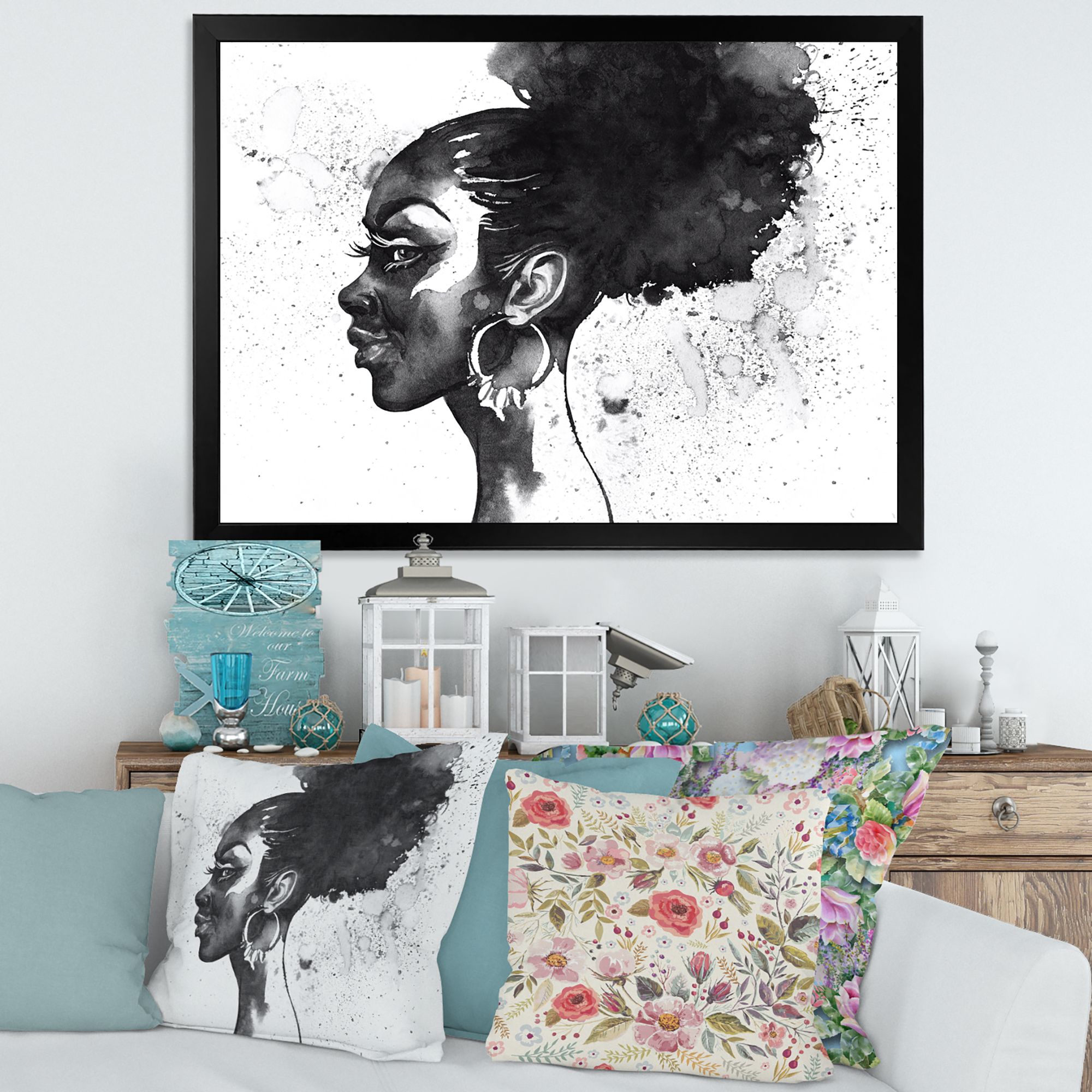 Toile « Monochrome Portrait of African American Woman I