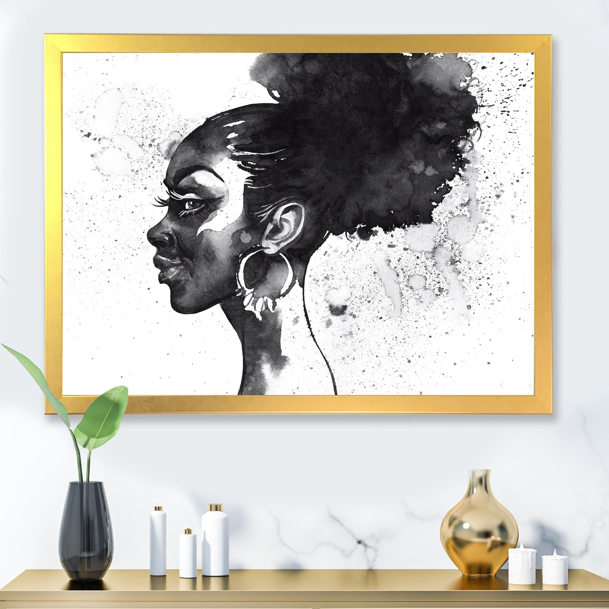 Toile « Monochrome Portrait of African American Woman I