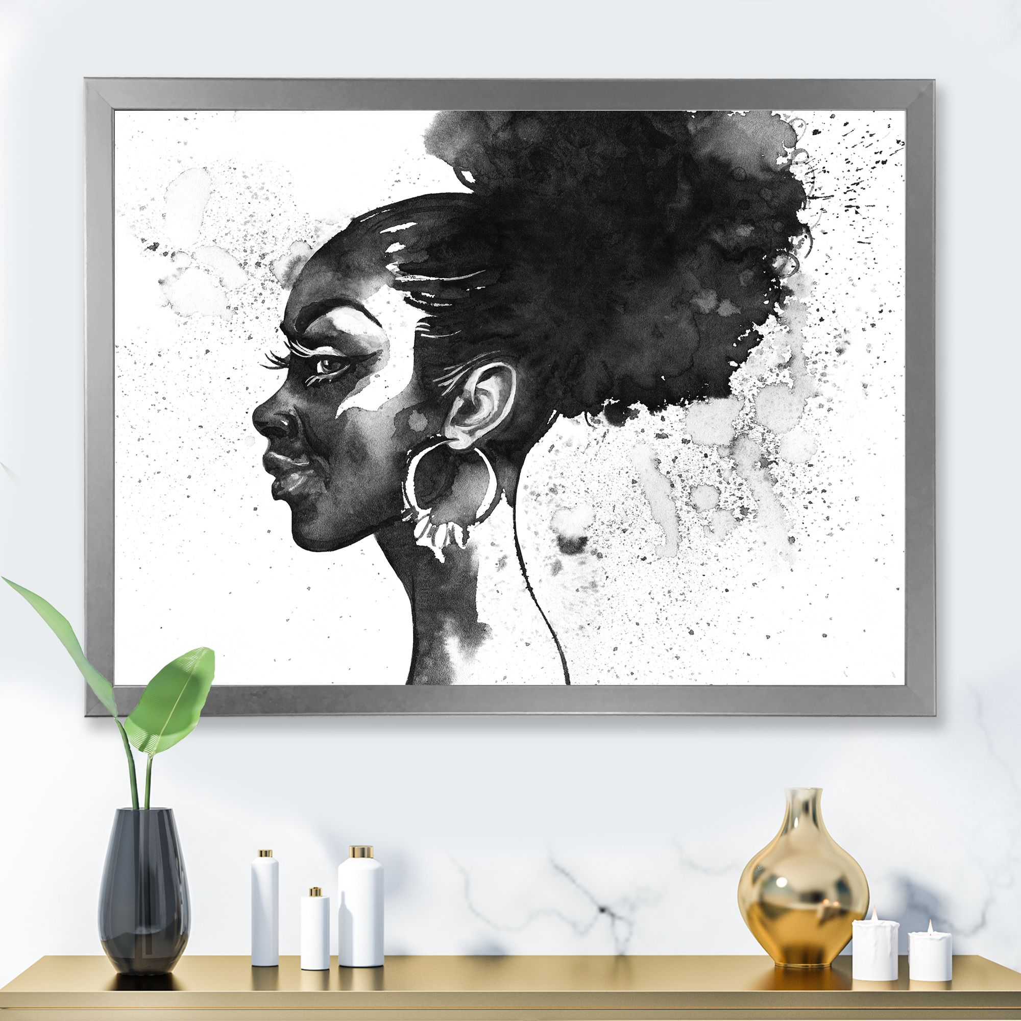 Toile « Monochrome Portrait of African American Woman I