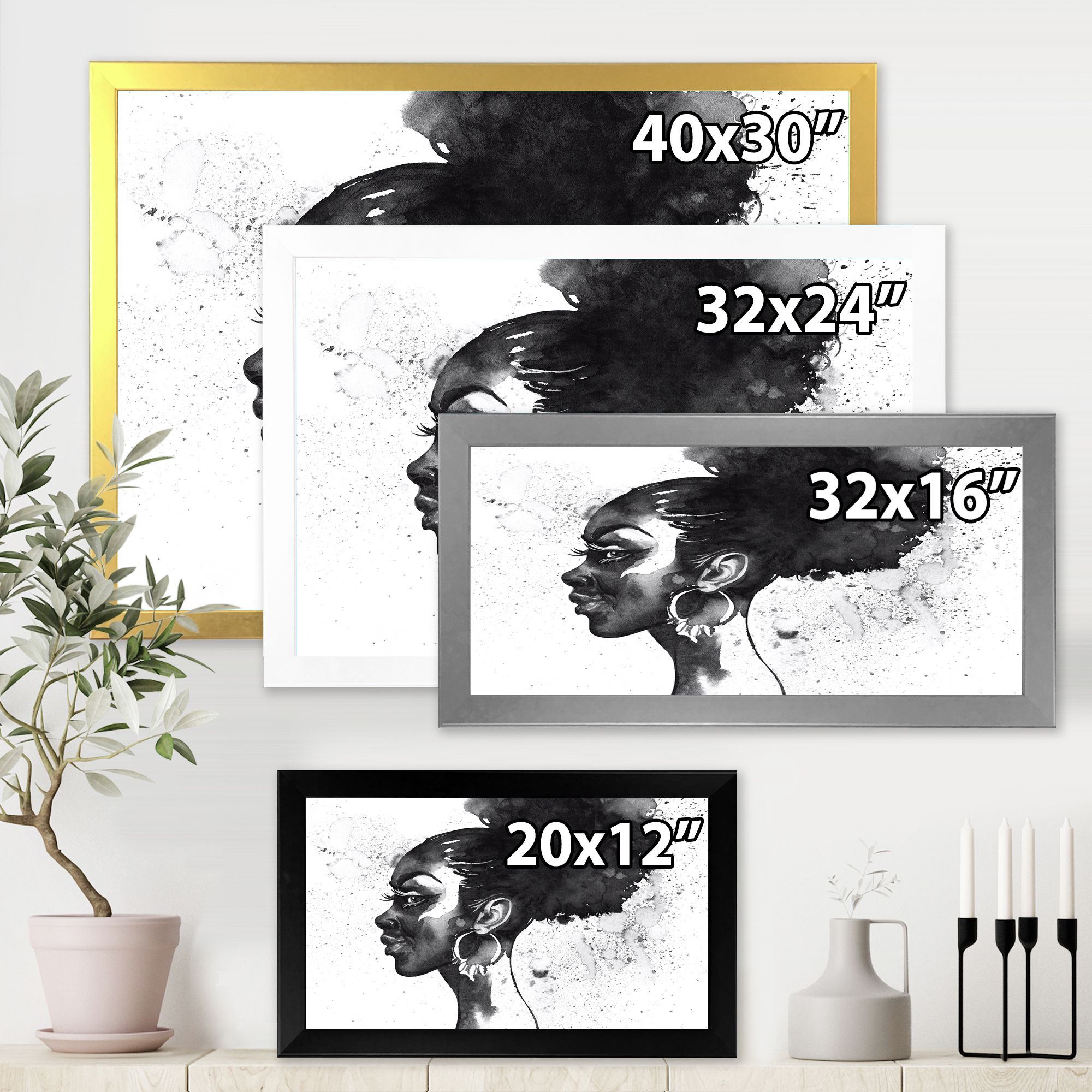 Toile « Monochrome Portrait of African American Woman I