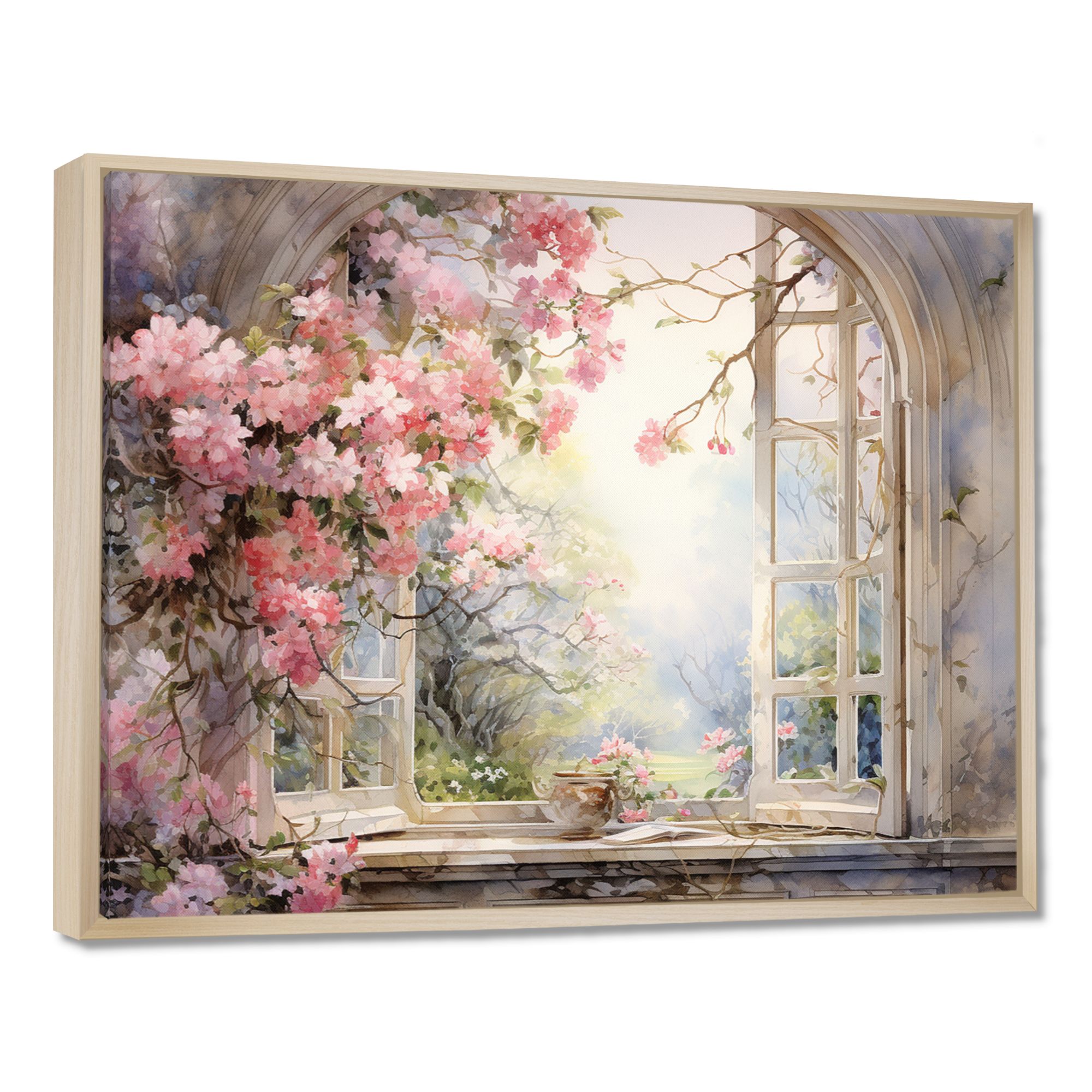 Blossoms by the Window – Pink Country Garden View