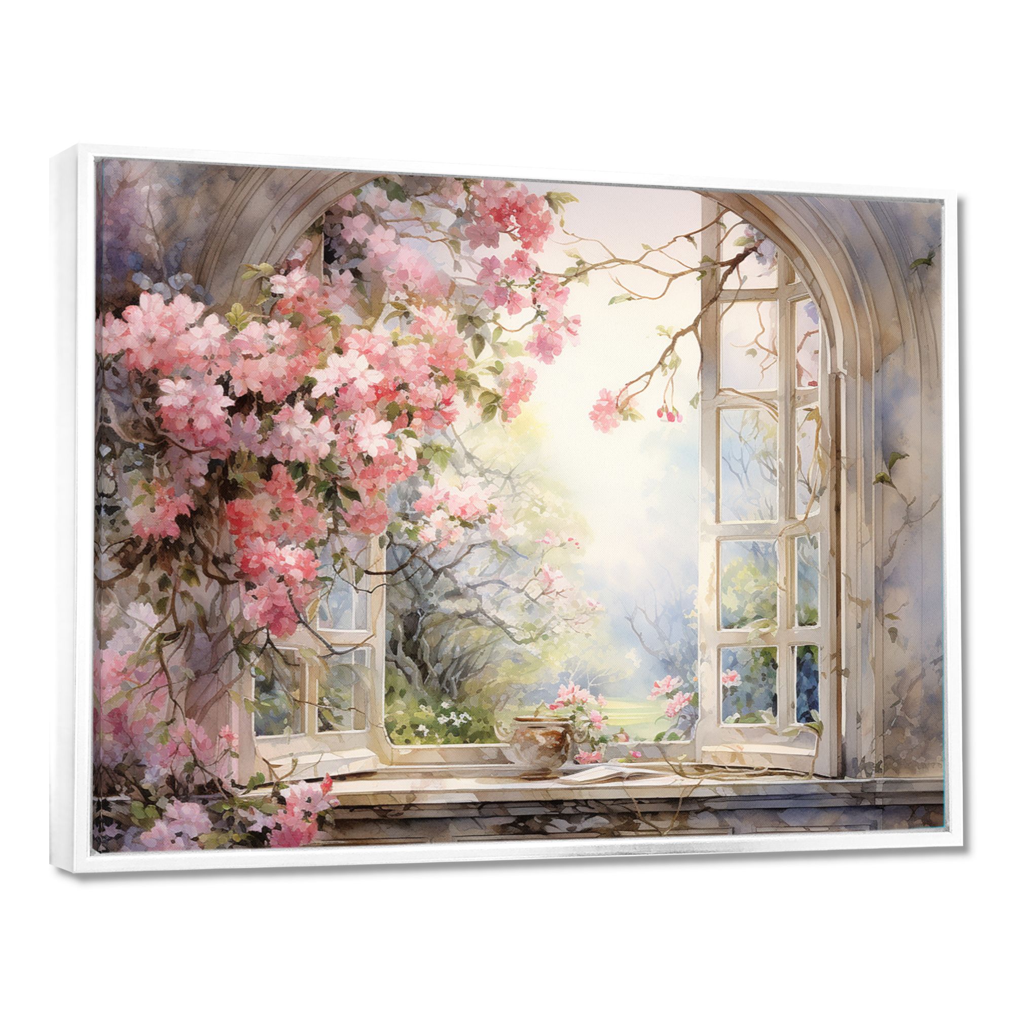 Blossoms by the Window – Pink Country Garden View