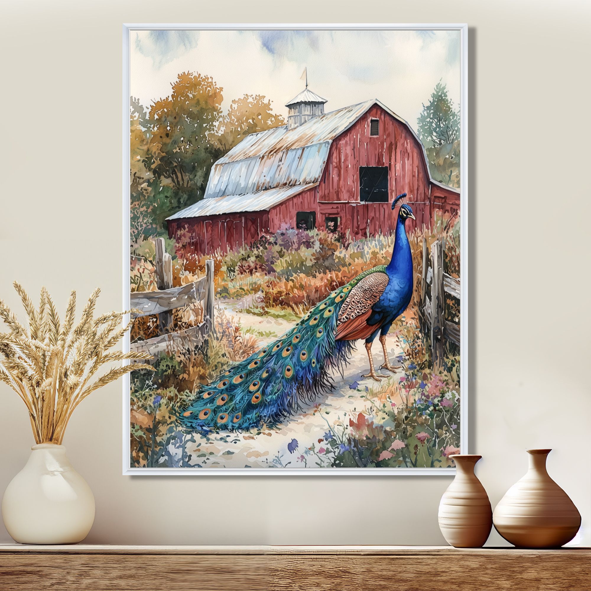Paon de ferme élégance de jardin vibrante « Farmyard Peacock »
