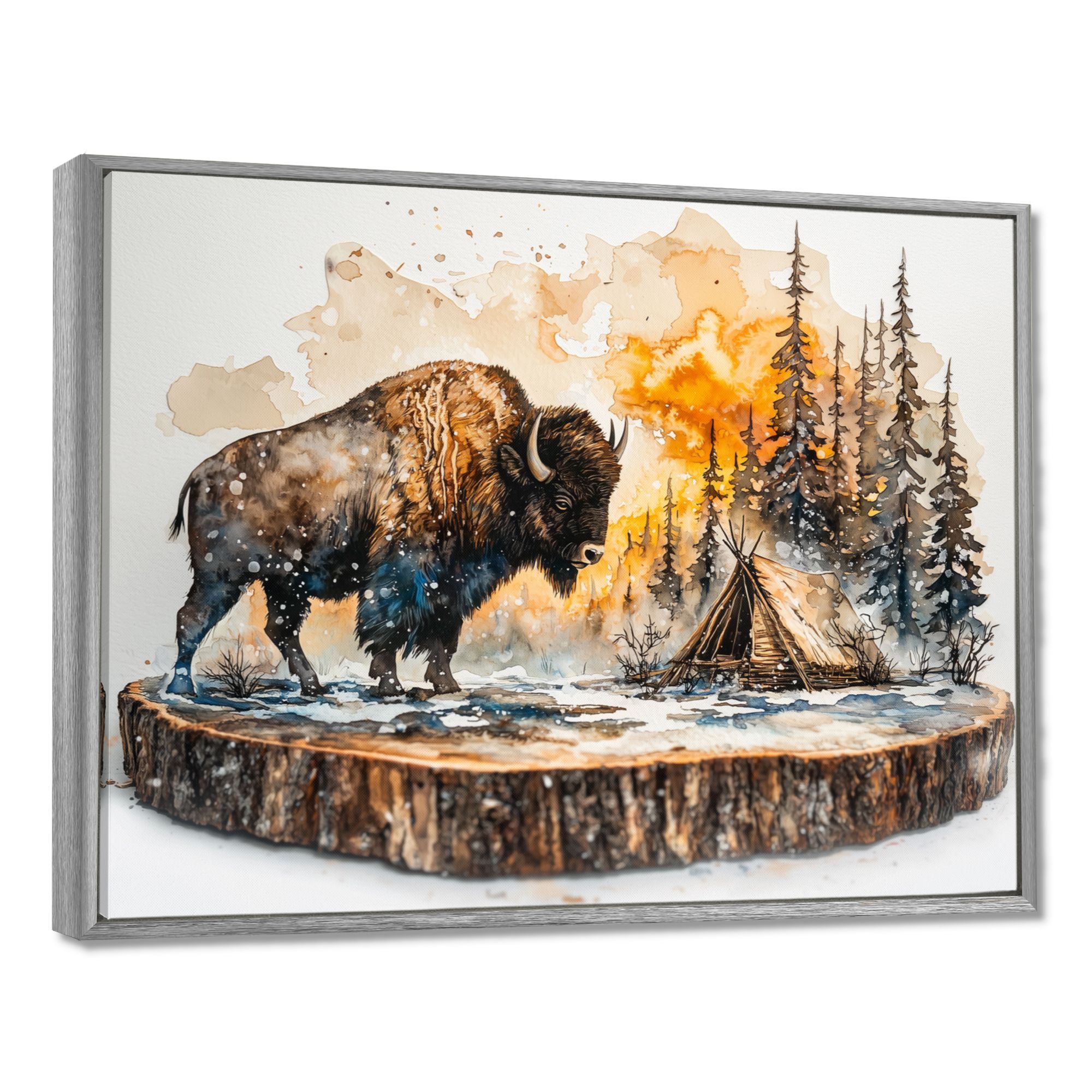Winter Bison – Majestic Forest Landscape
