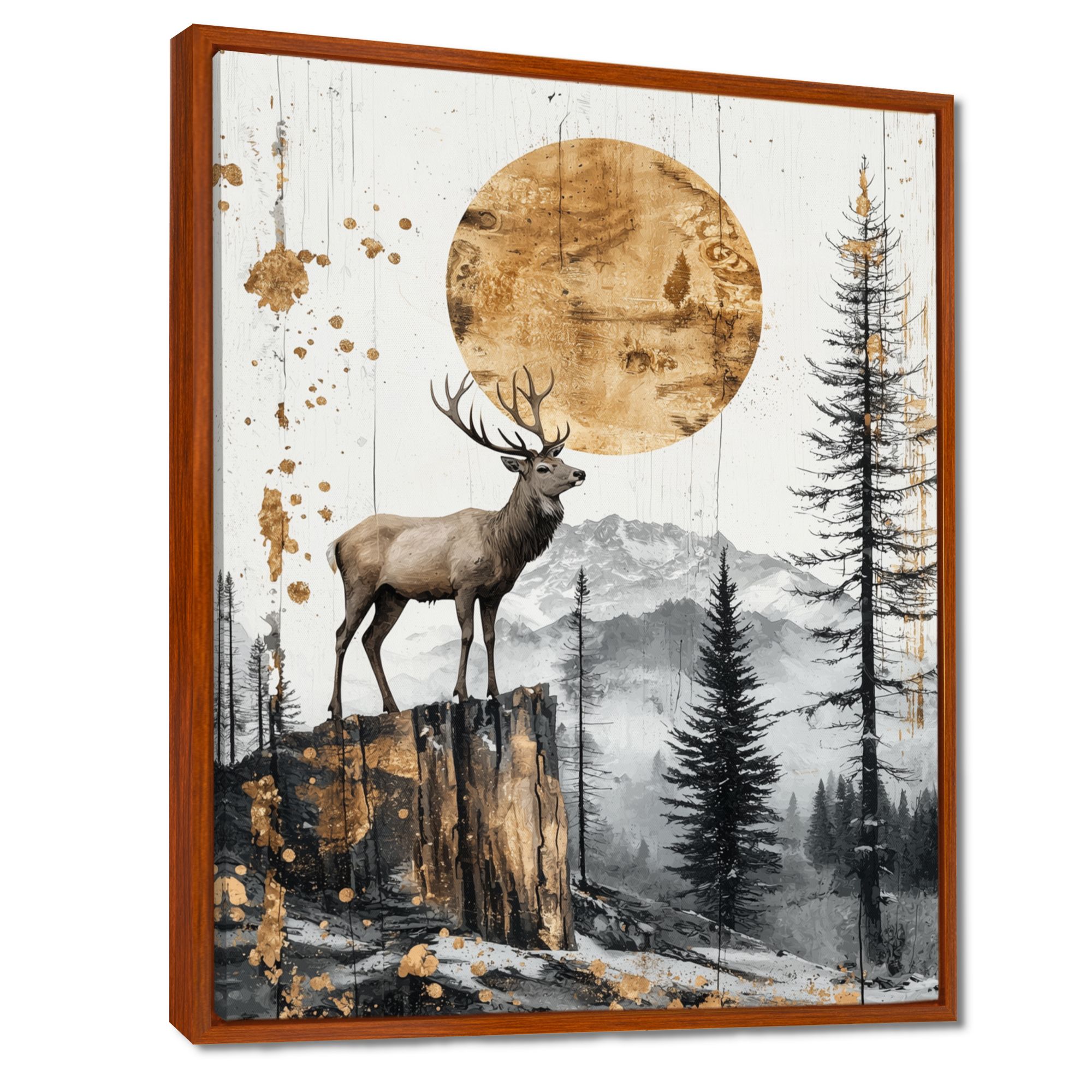 Grace in the Wild – Golden Deer Forest Landscape