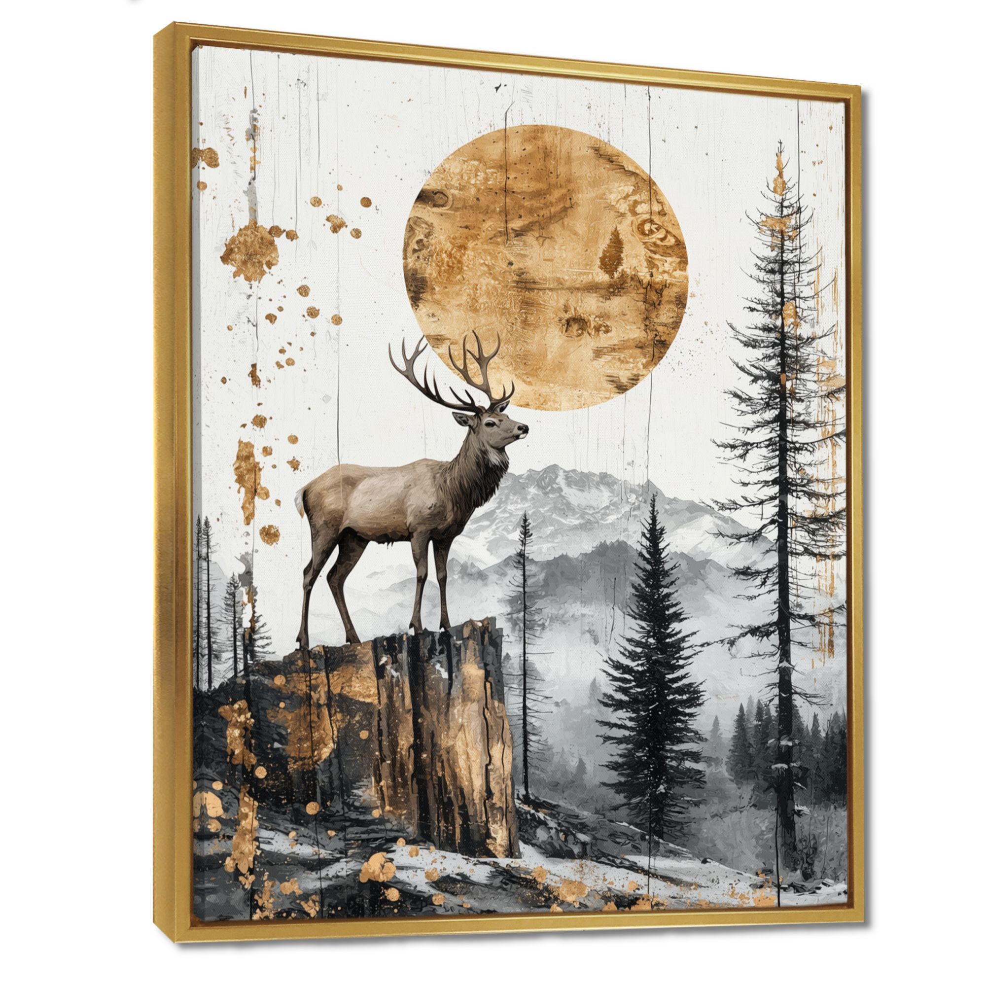 Grace in the Wild – Golden Deer Forest Landscape