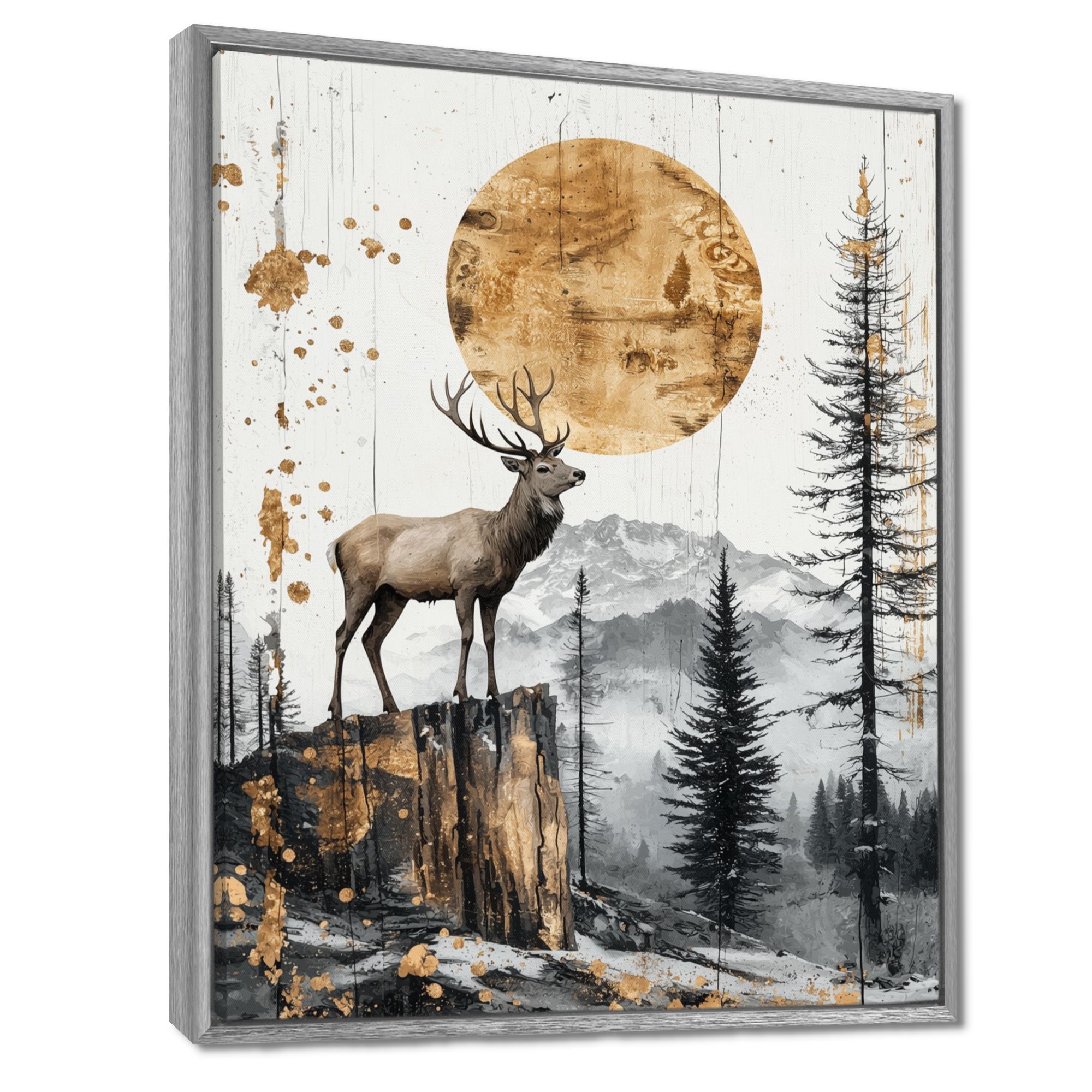 Grace in the Wild – Golden Deer Forest Landscape