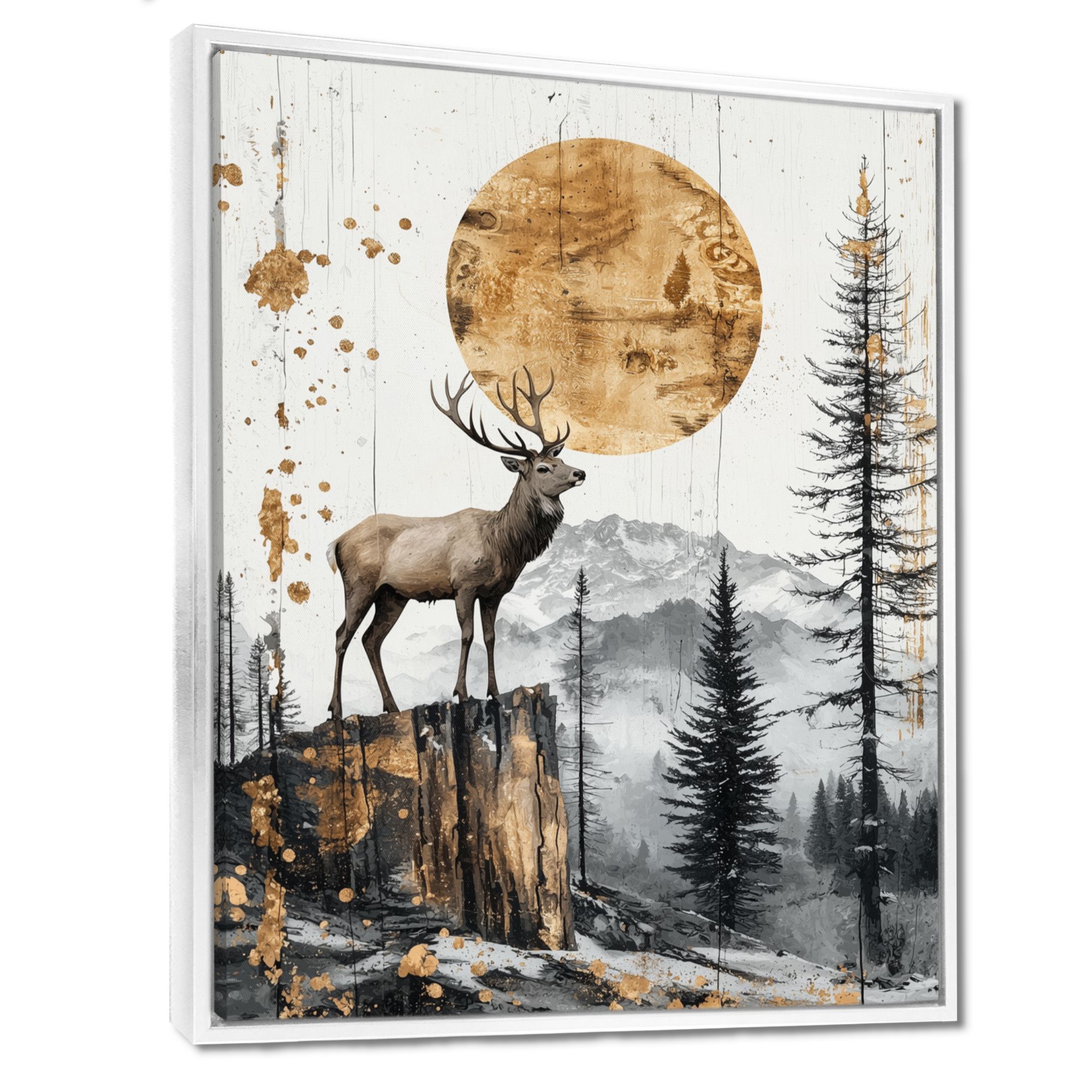 Grace in the Wild – Golden Deer Forest Landscape