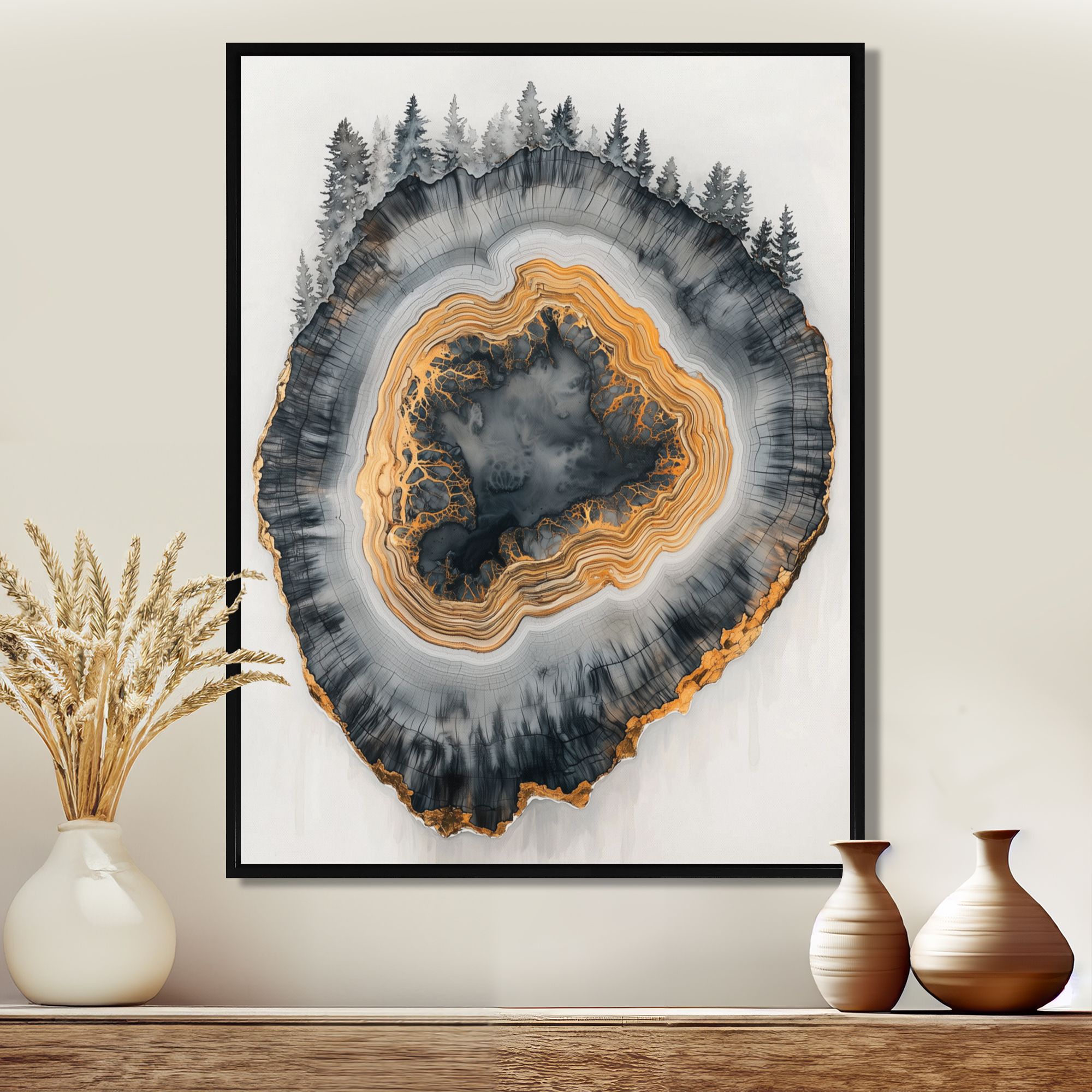 Art mural rivière de cristal sentier forêt givrée