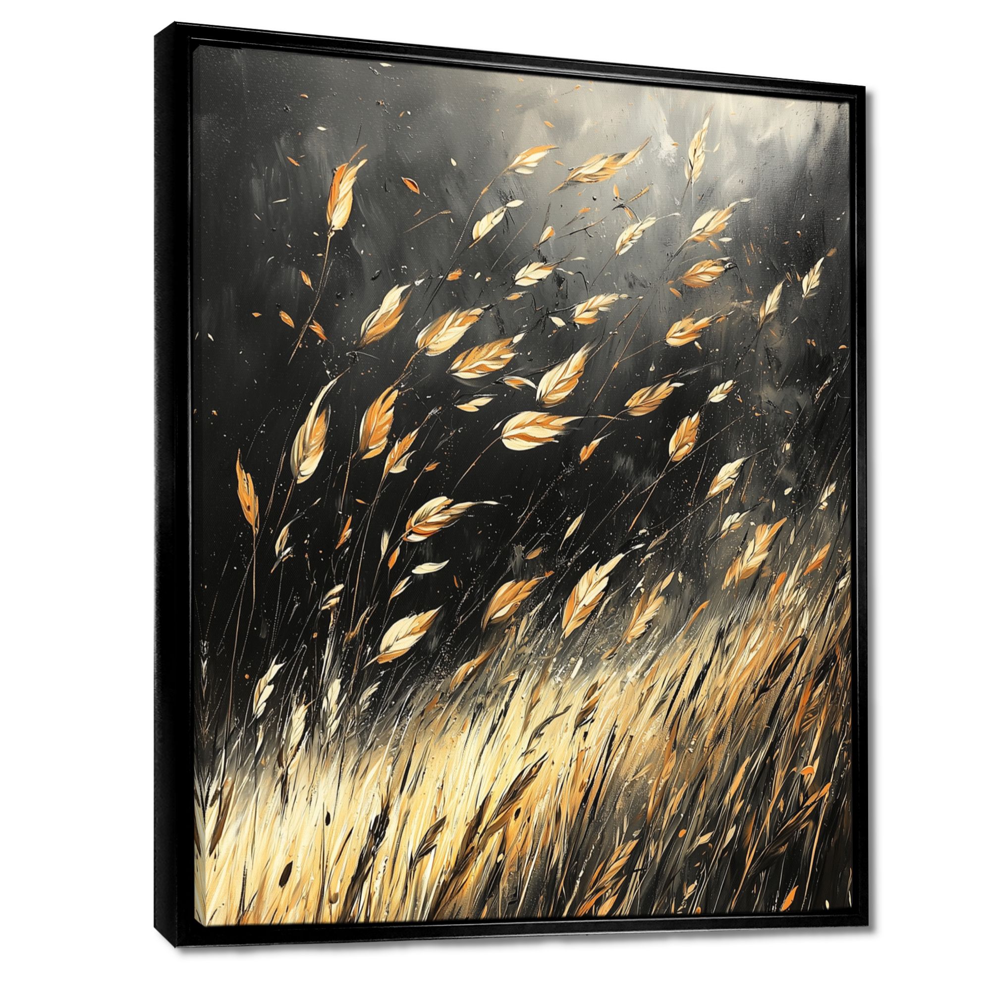 Art mural brise de prairie feuilles dorées