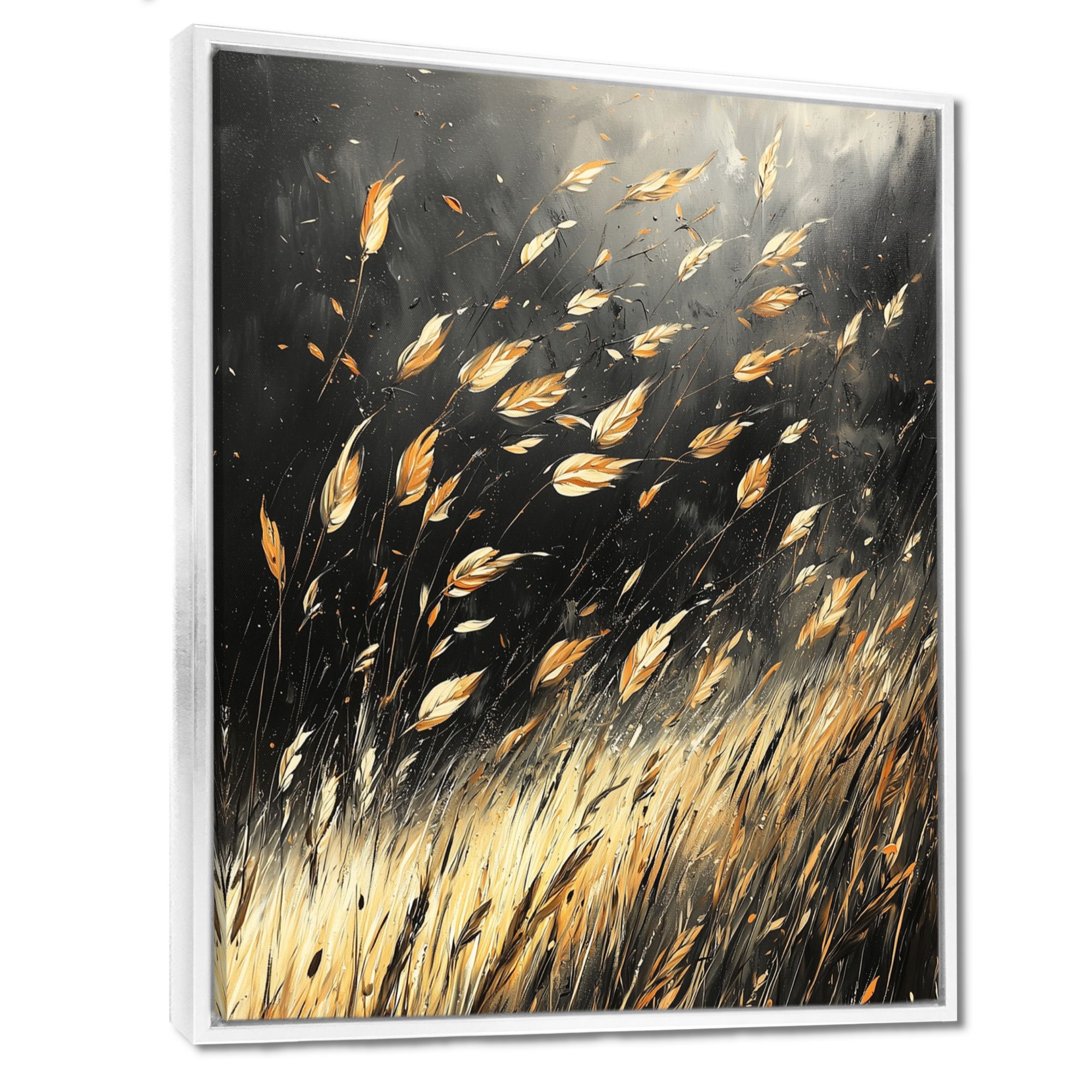 Art mural brise de prairie feuilles dorées