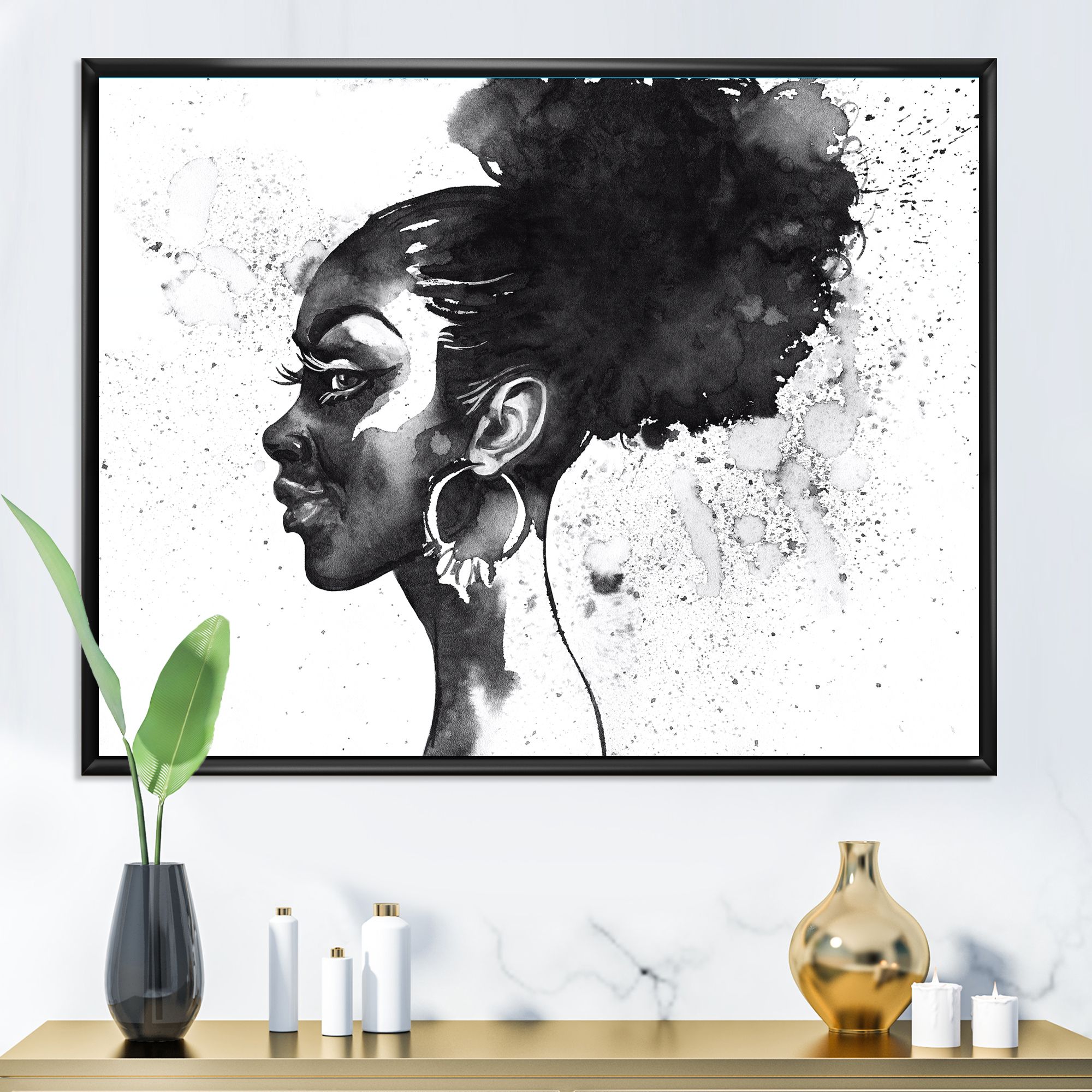 Toile « Monochrome Portrait of African American Woman I