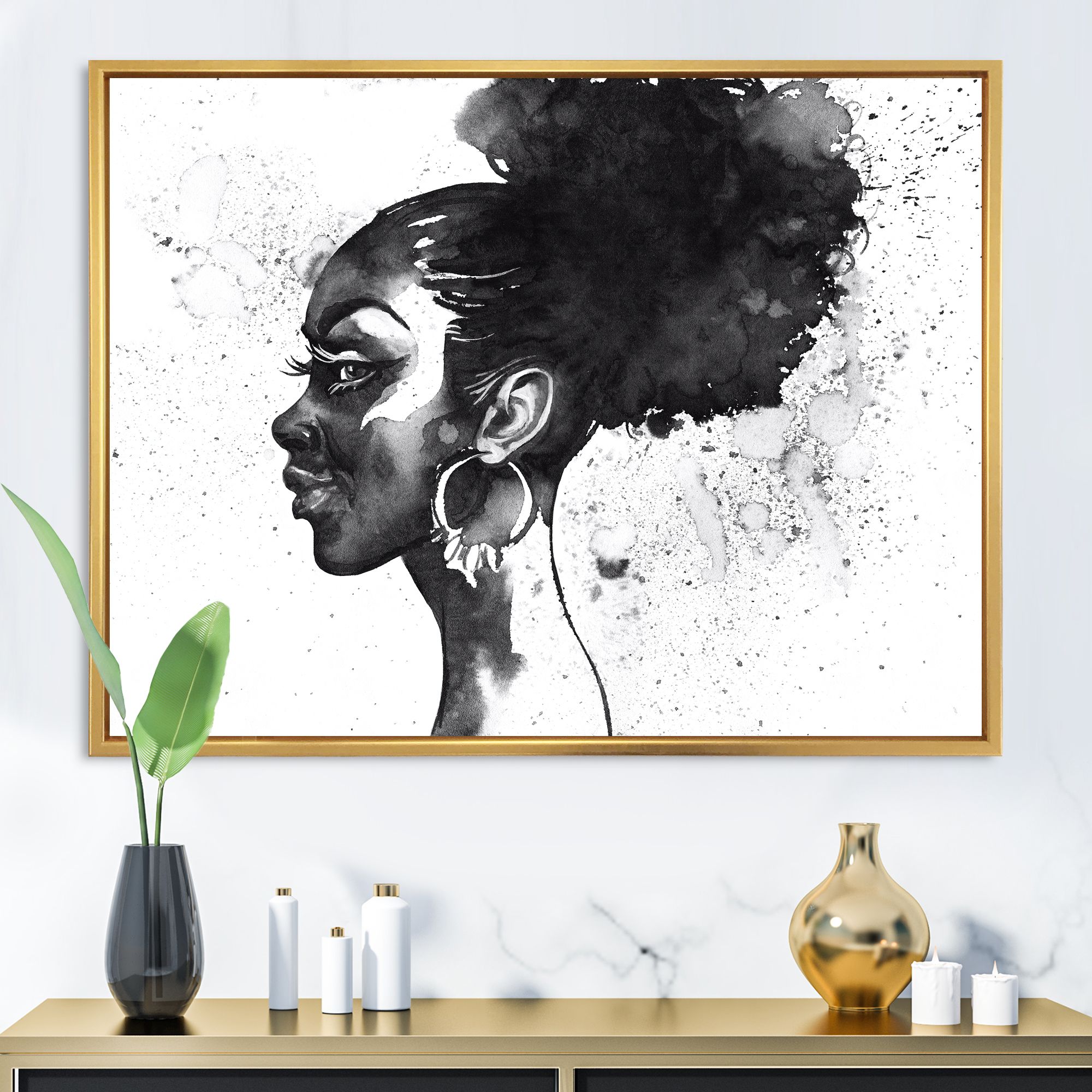 Toile « Monochrome Portrait of African American Woman I