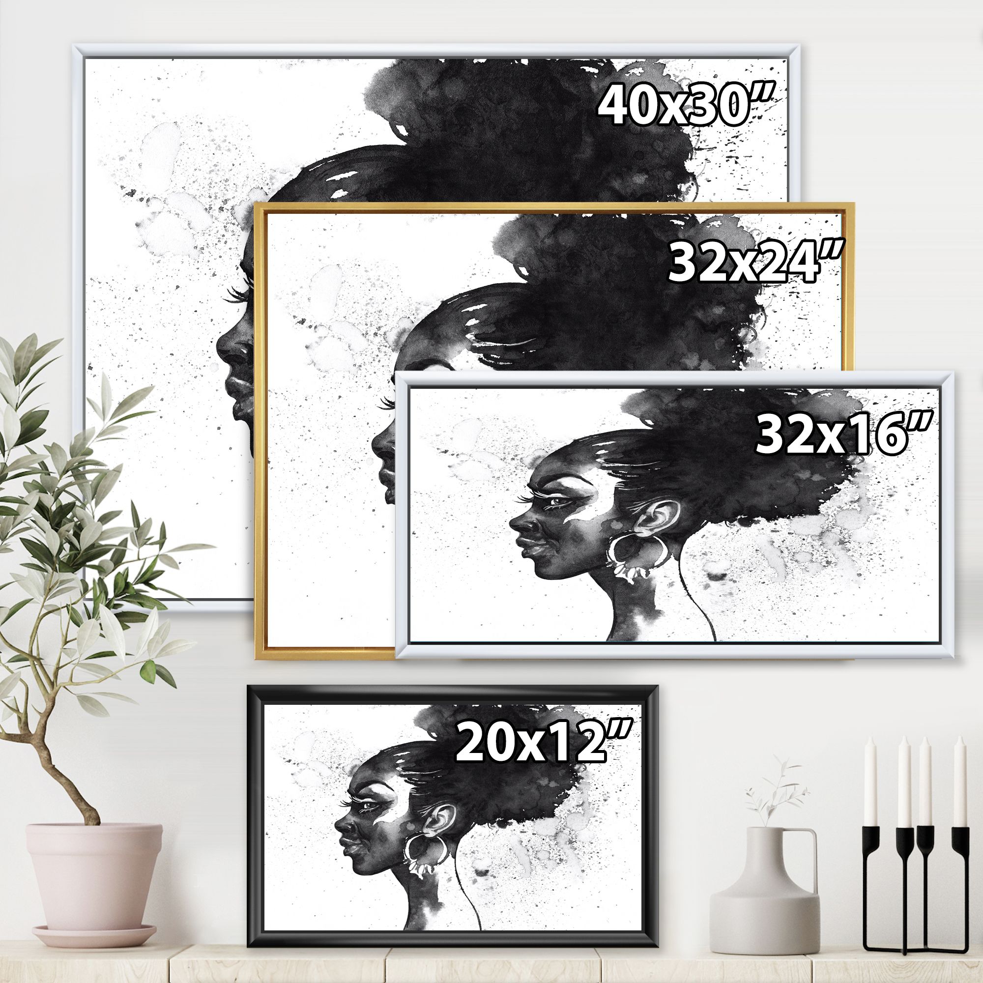 Toile « Monochrome Portrait of African American Woman I