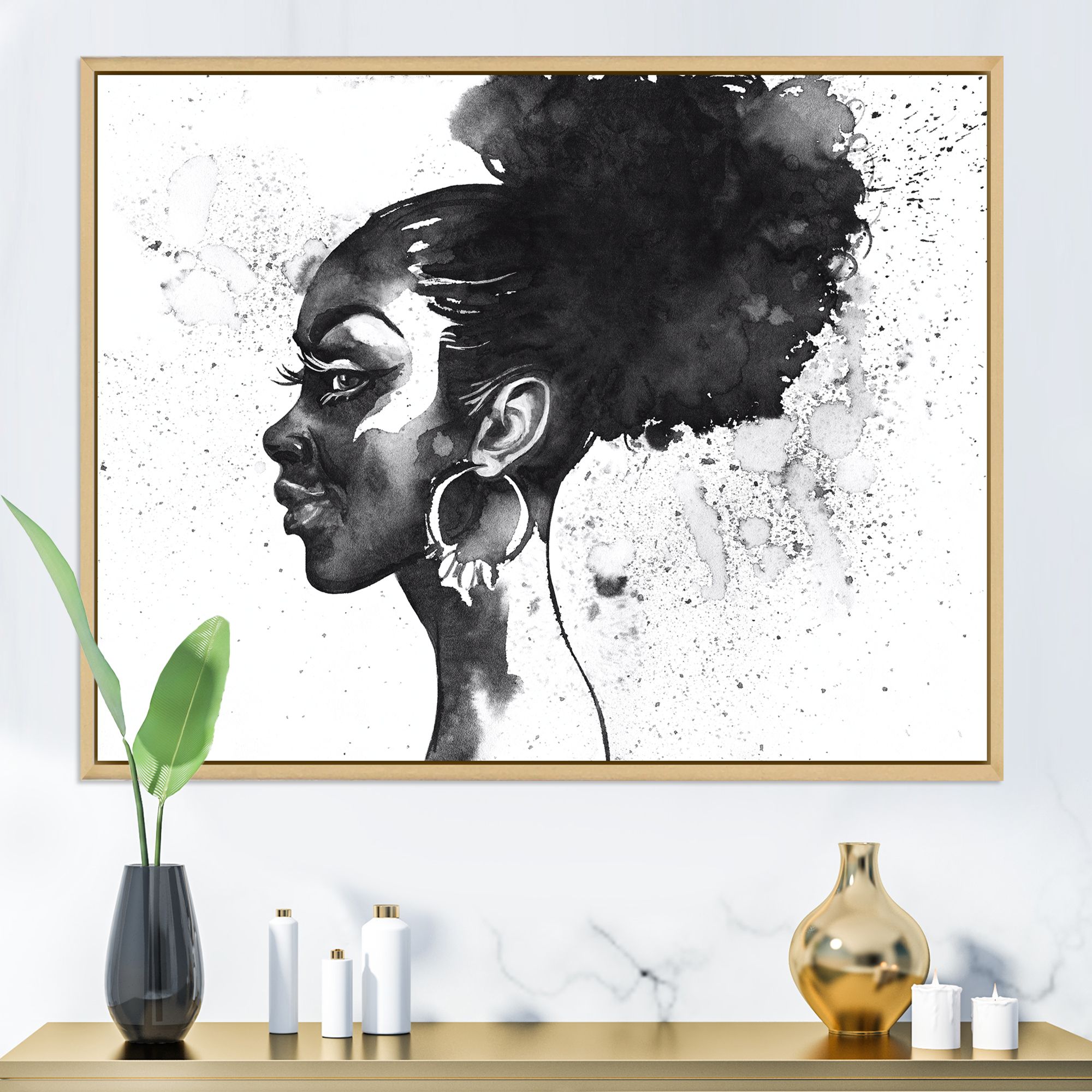 Toile « Monochrome Portrait of African American Woman I