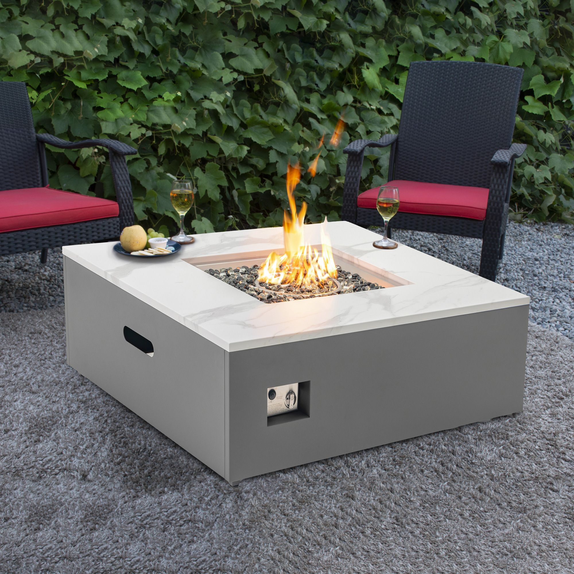 Paramount Danby Table de foyer convertible au propane en marbre reconstitué