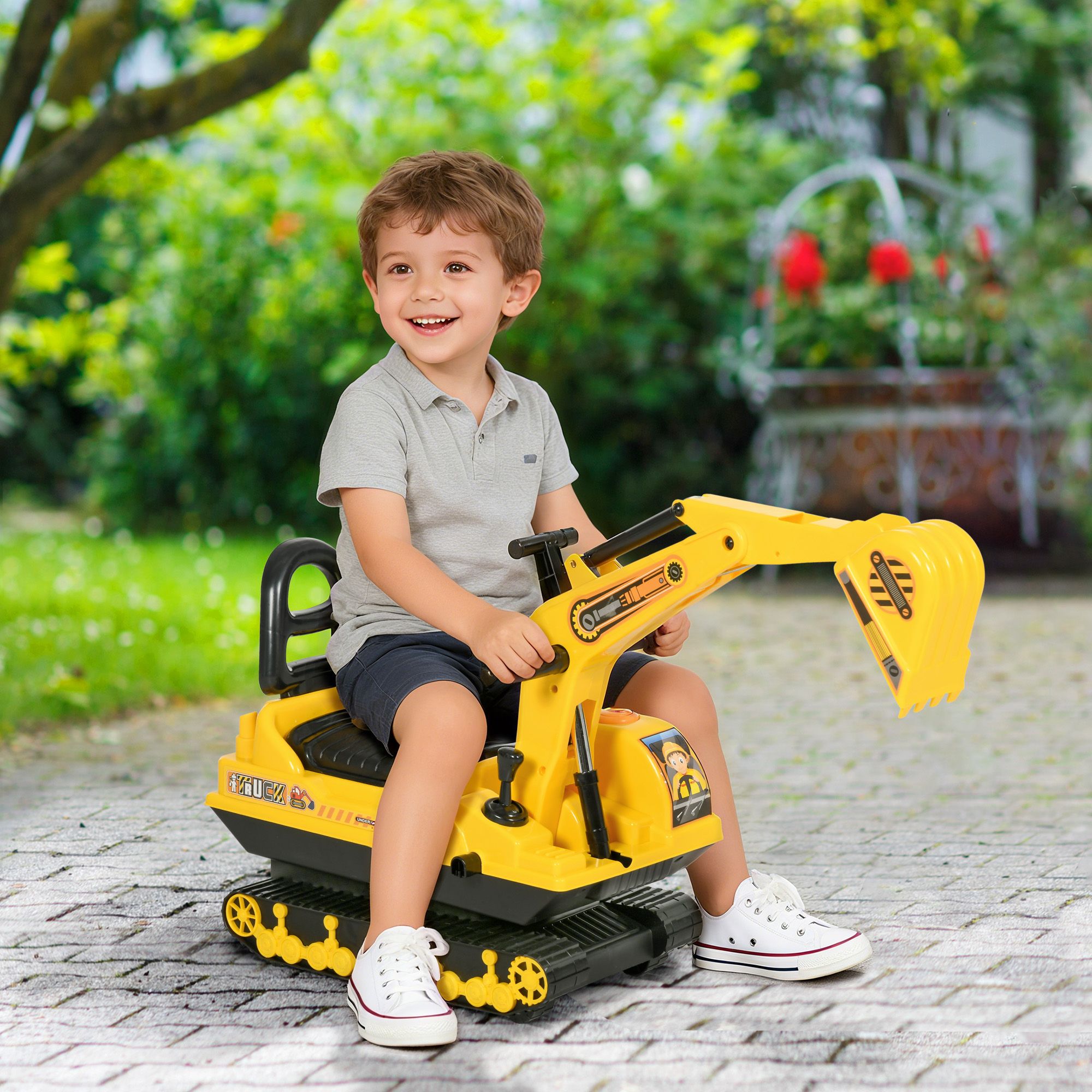 Kids Ride-On Excavator Toy Tractor