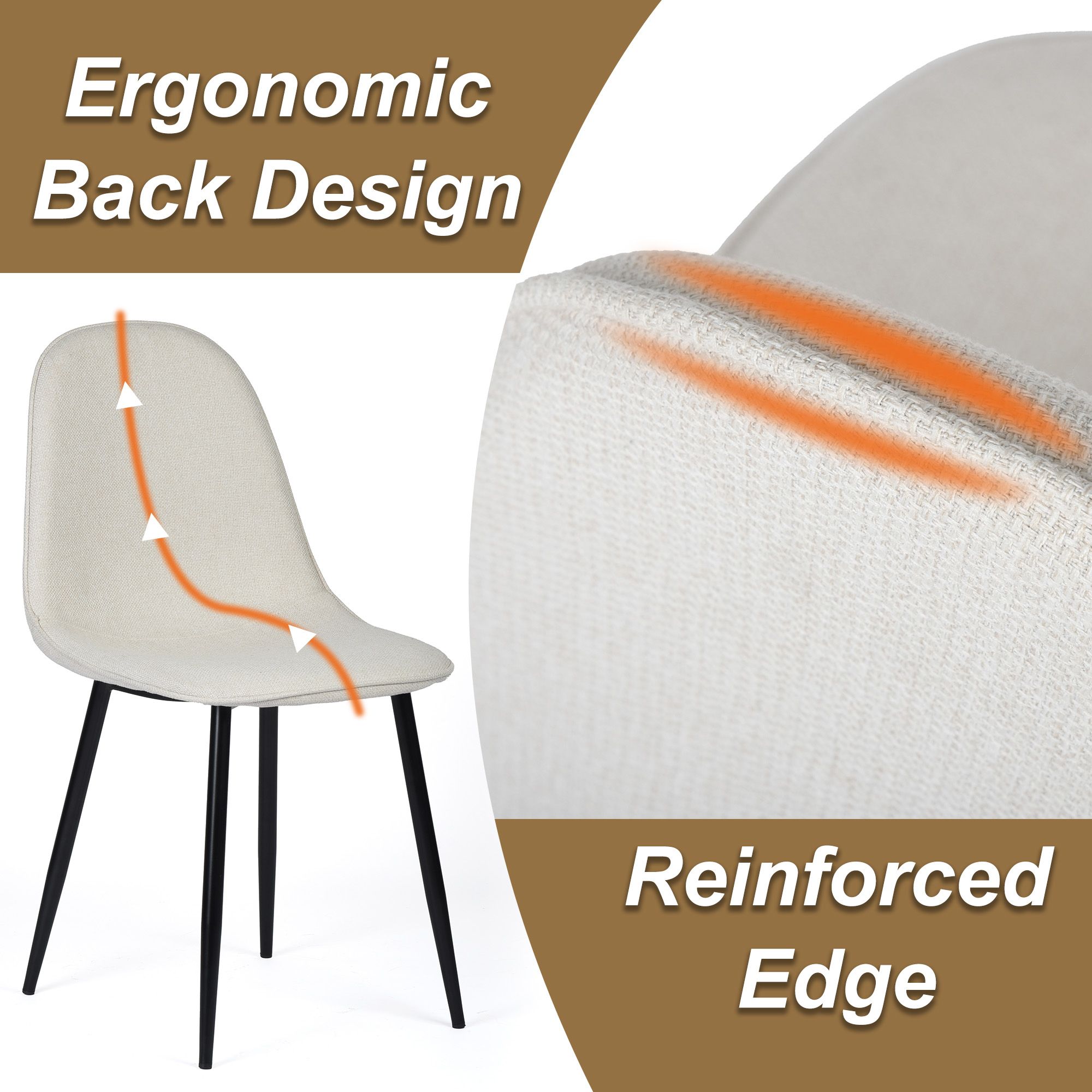 Modern 5-Piece Round Oak Dining Set with Beige Chairs