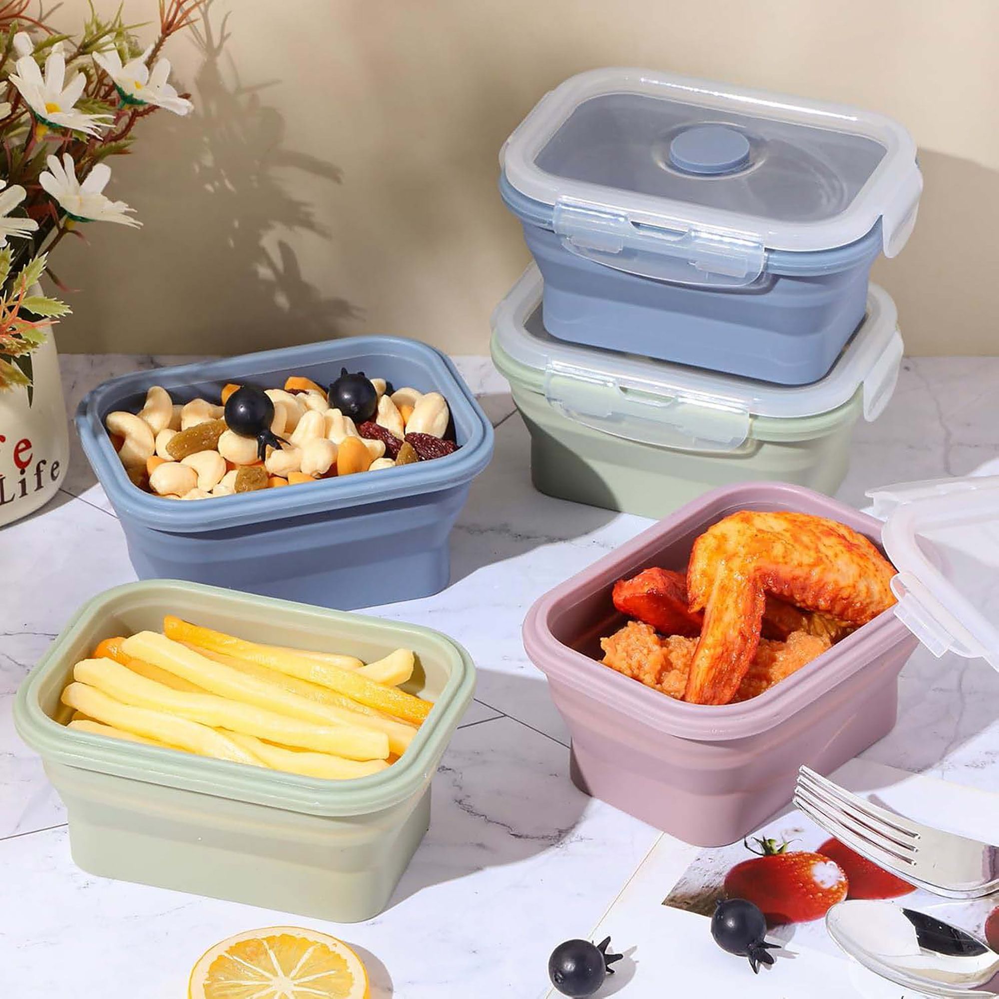 Collapsible Silicone Lunch Box, Set of 4