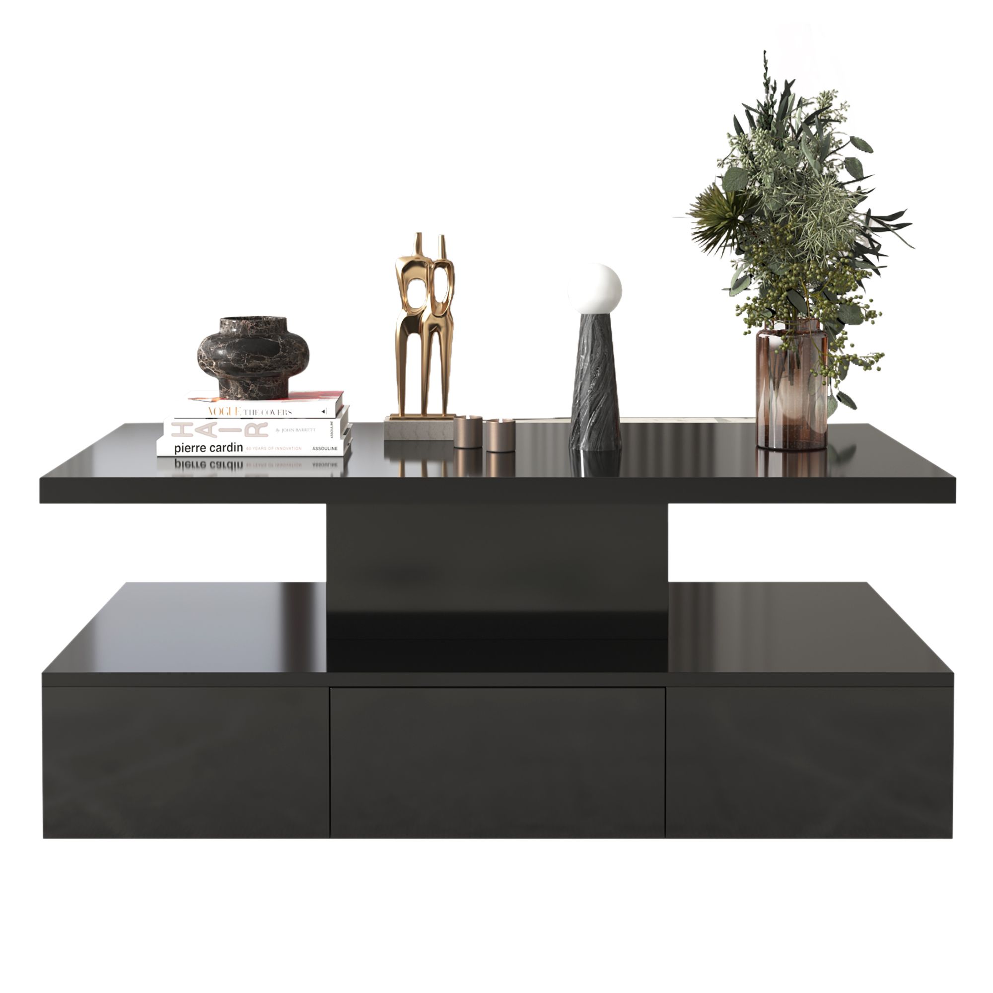 Modern High-Gloss Coffee Table with Hidden Drawer