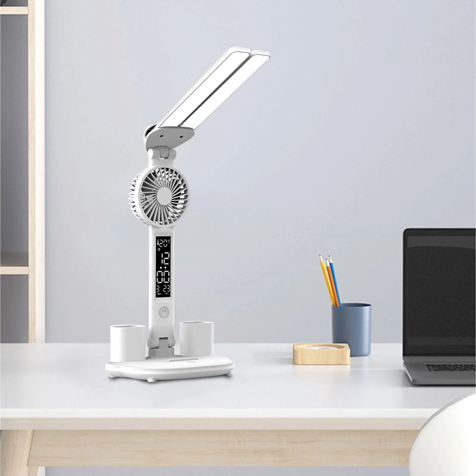 Persa Desk Lamp with Fan - White