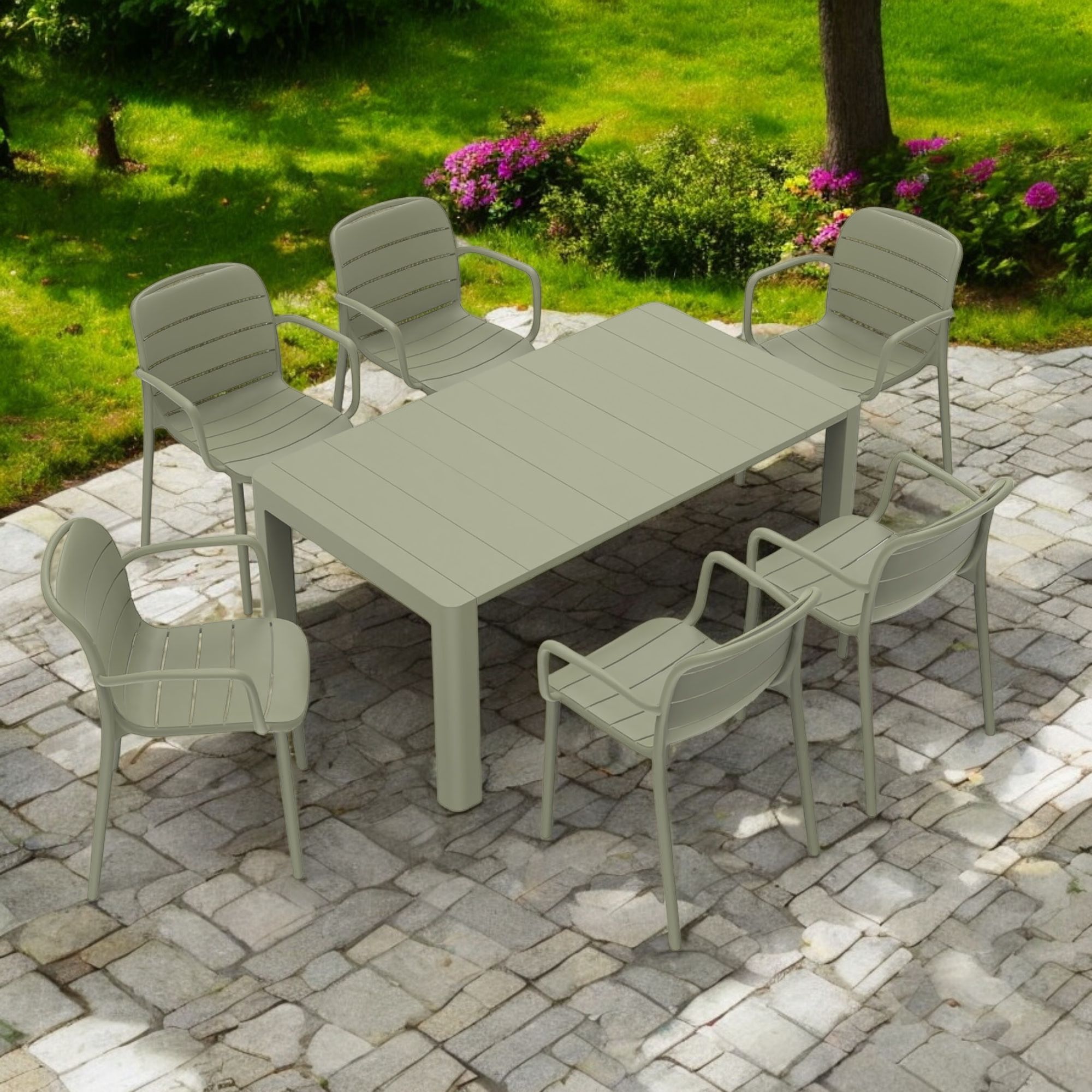 Patioflare Plus Table de patio rectangulaire en plastique recyclé couleur verte