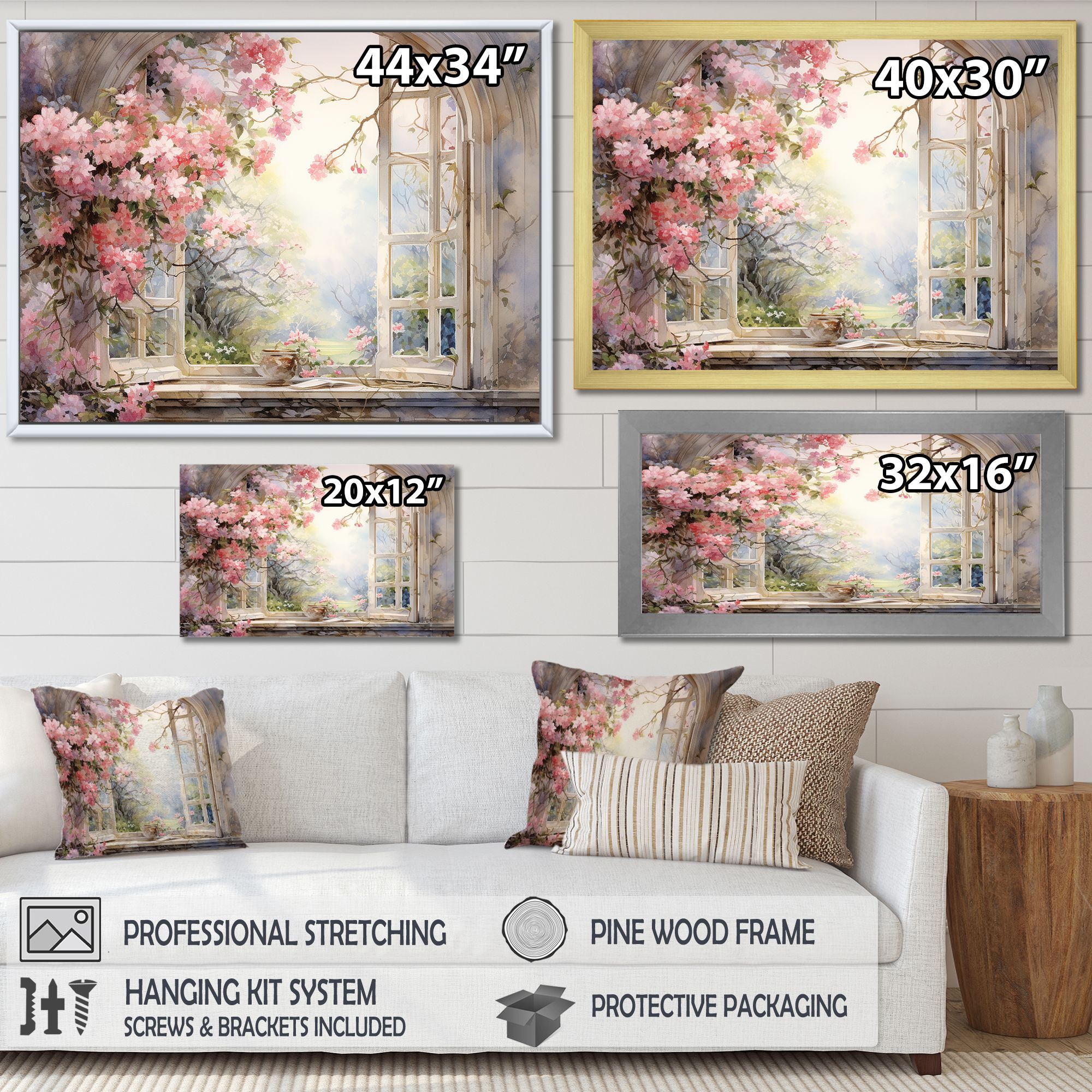 Blossoms by the Window – Pink Country Garden View