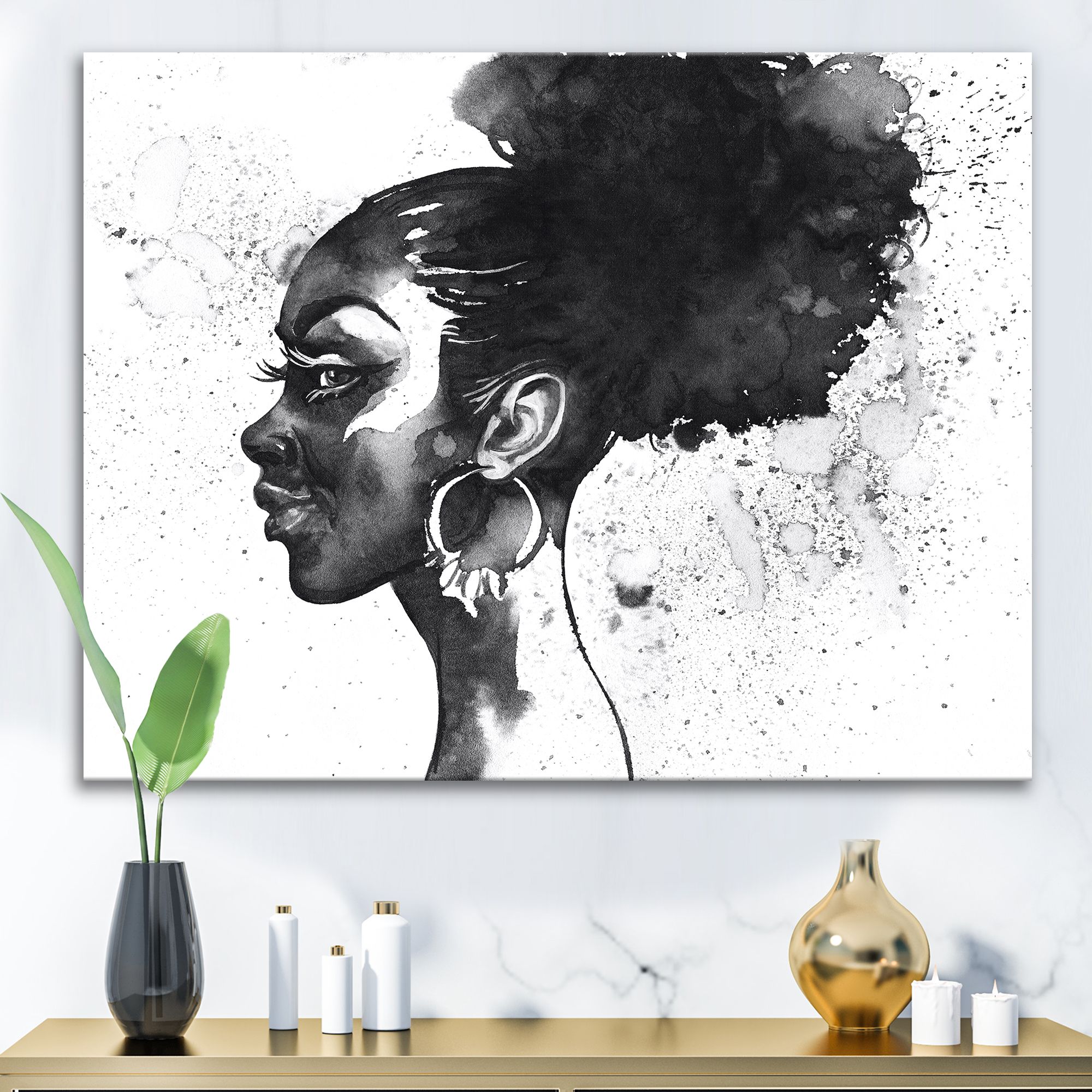 Toile « Monochrome Portrait of African American Woman I