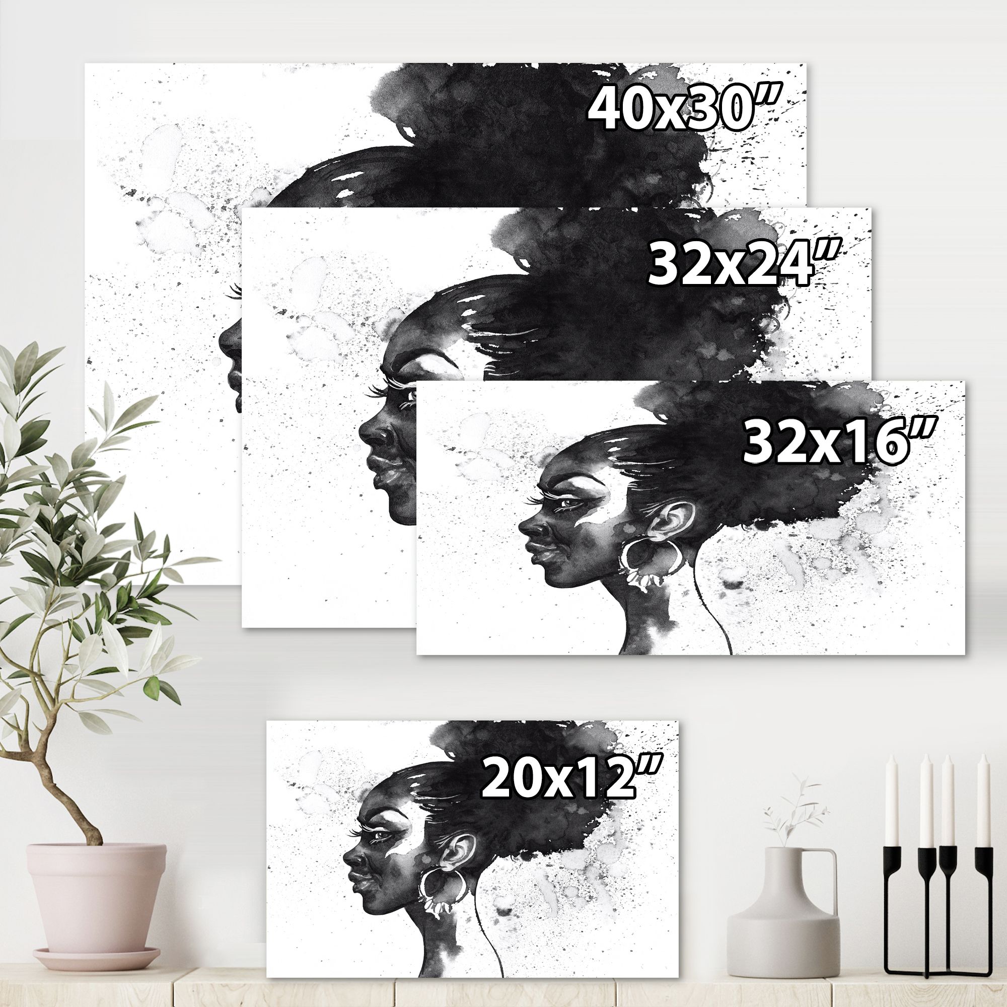 Toile « Monochrome Portrait of African American Woman I