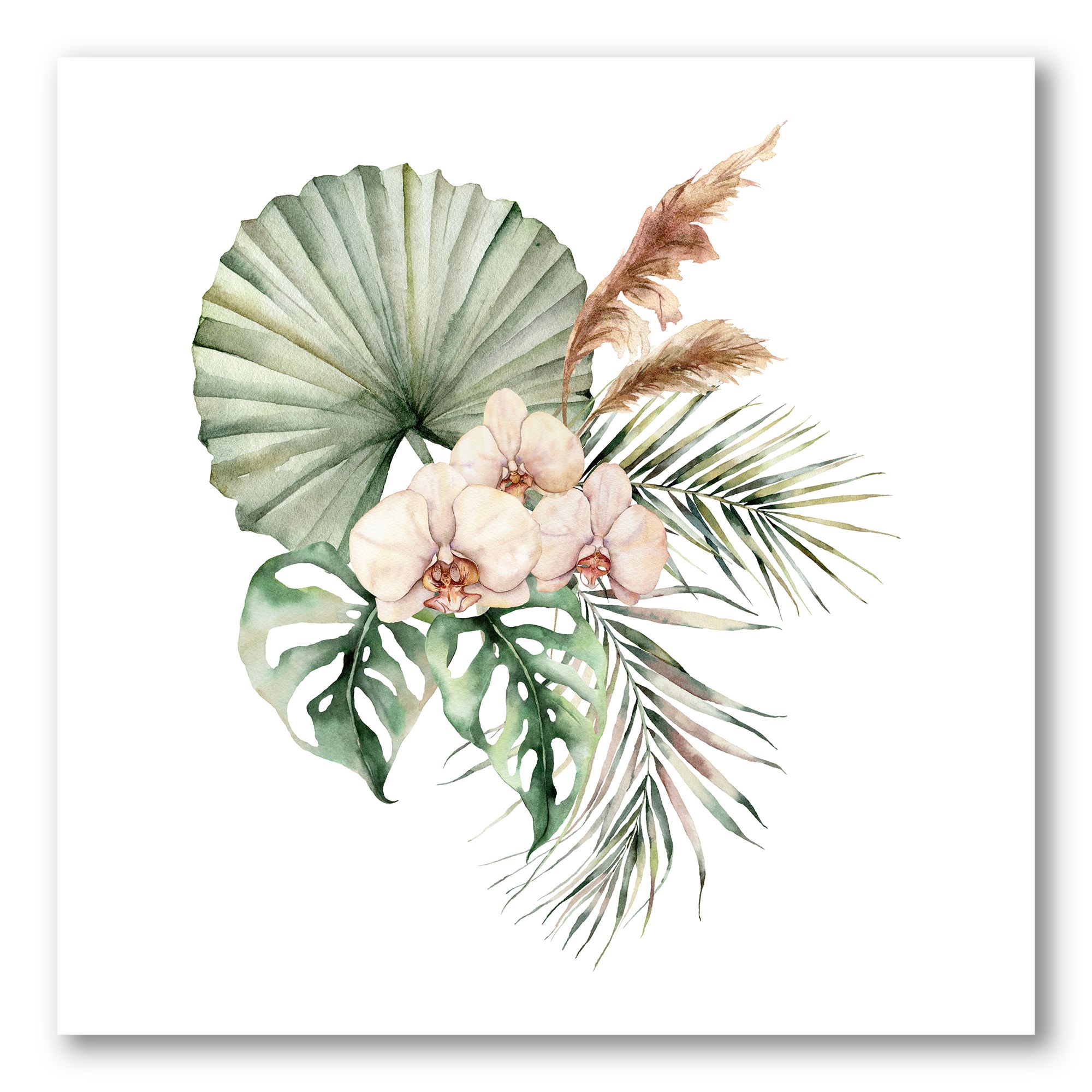 Toile « Tropical Bouquet with Orchids Palm Leaves »