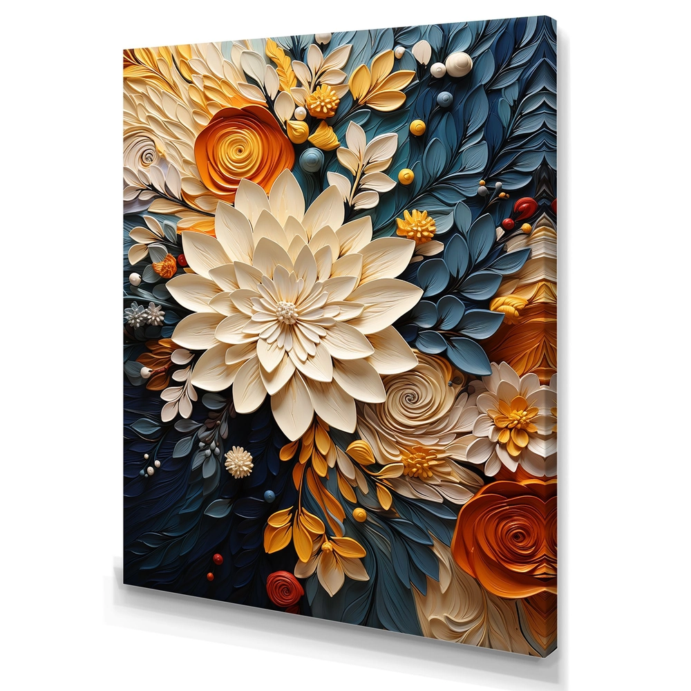 Teal and Orange Botanical Motion – Modern Nature Swirl