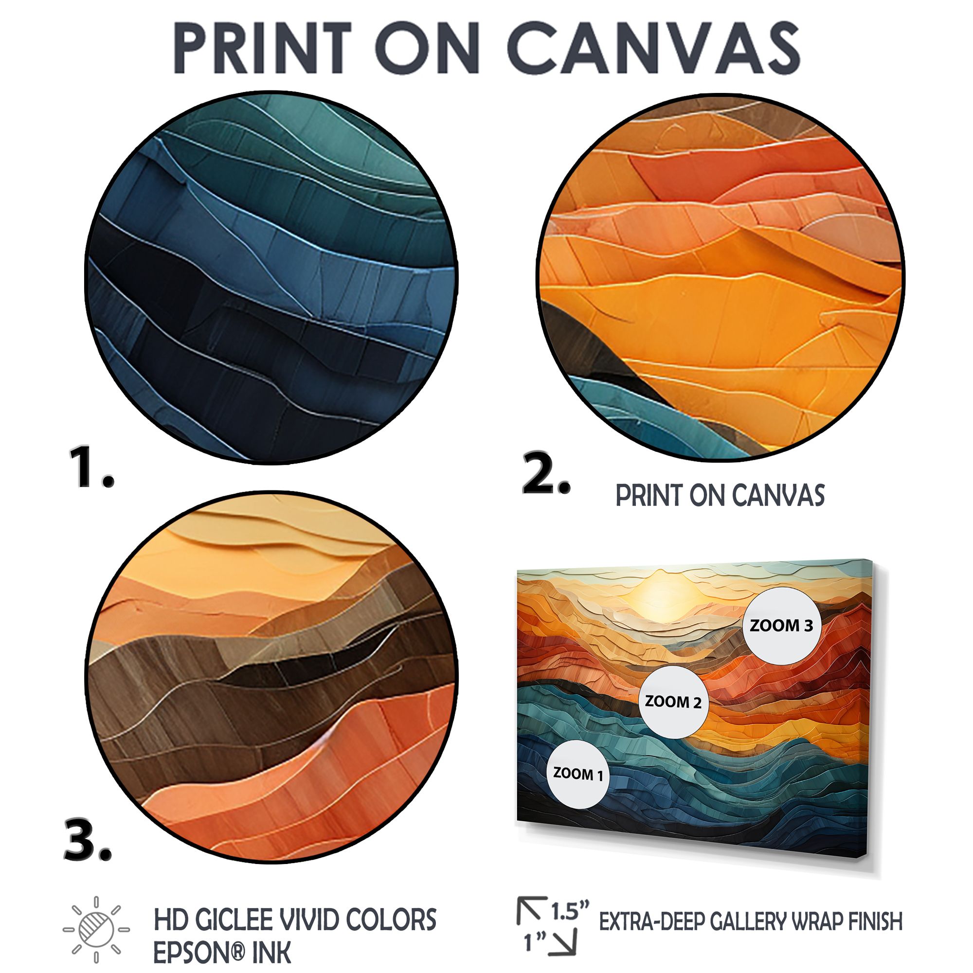 Bold Coral and Teal Mountains – Vibrant Modern Landscape