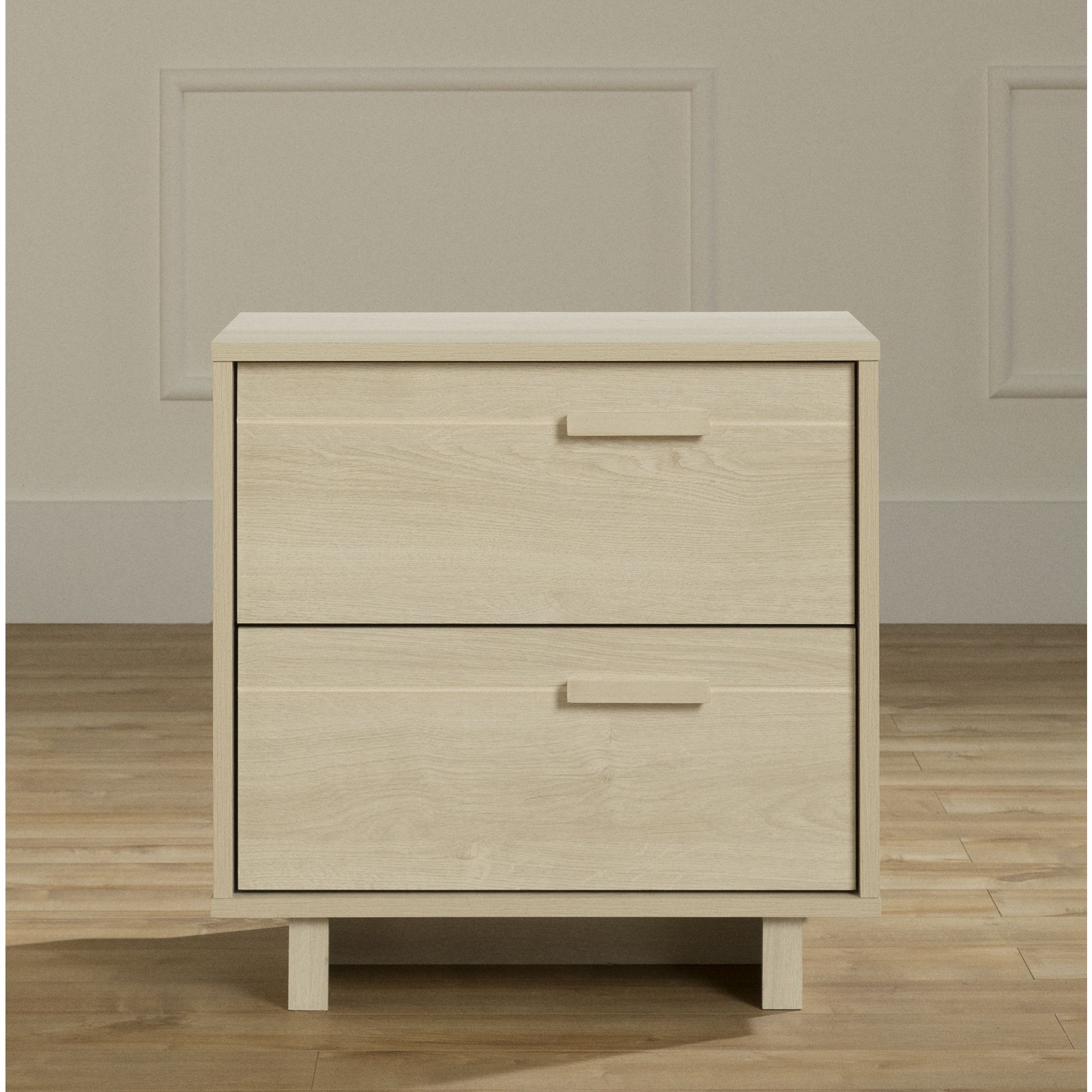 Nico 2-Drawer Nightstand Bleached Oak