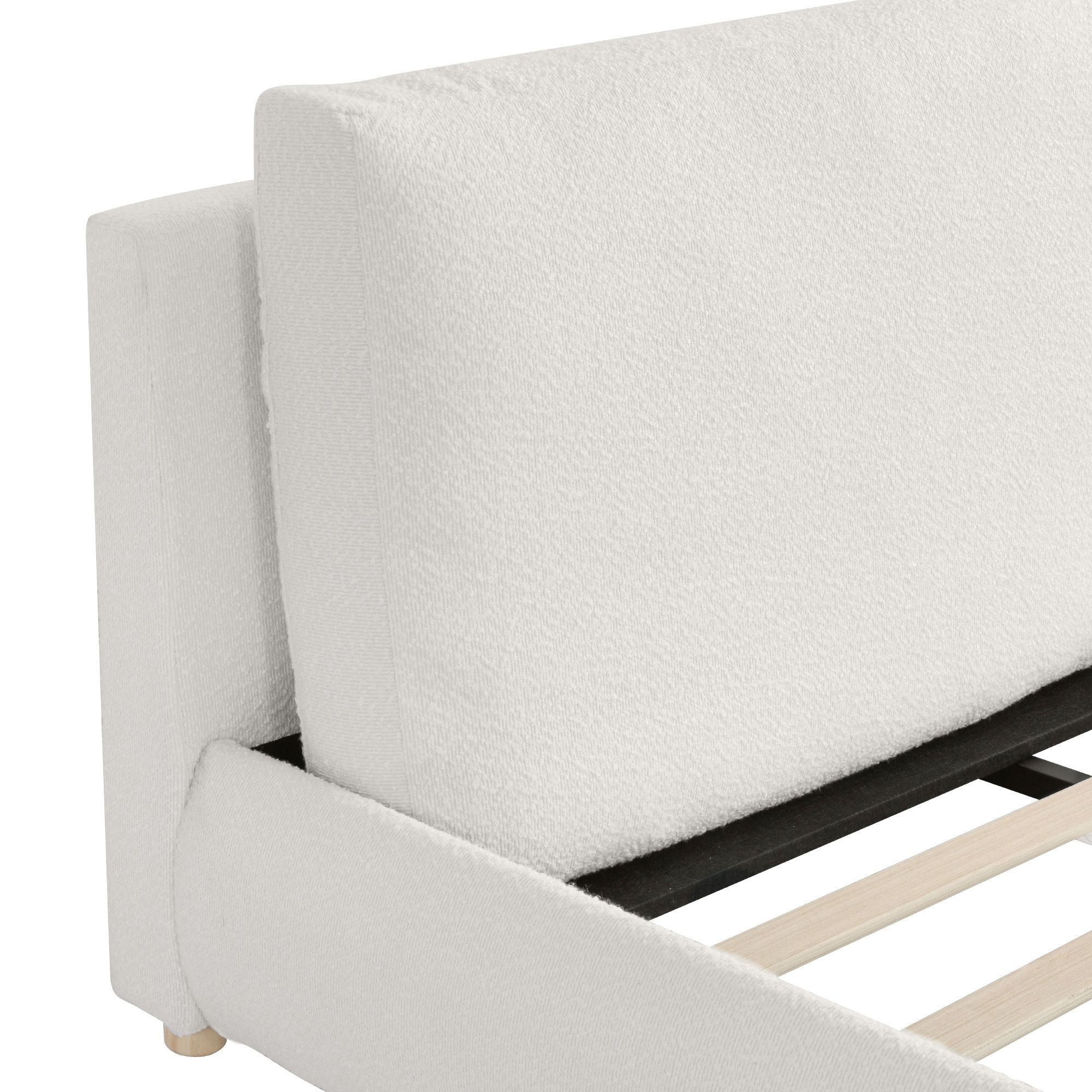 Modern Minimalist Loop-Pile Upholstered Bed Frame – King, Beige