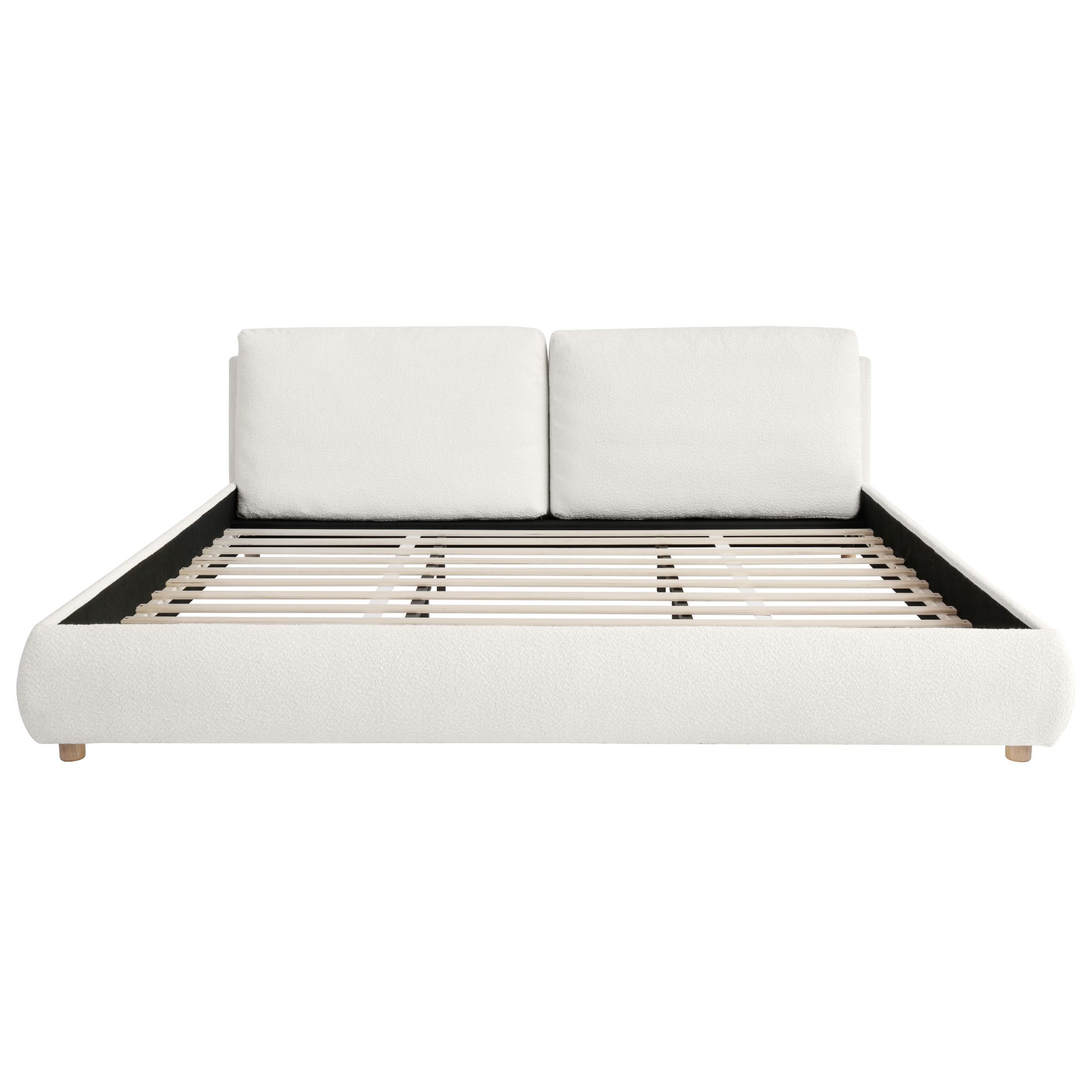 Modern Minimalist Loop-Pile Upholstered Bed Frame – King, Beige