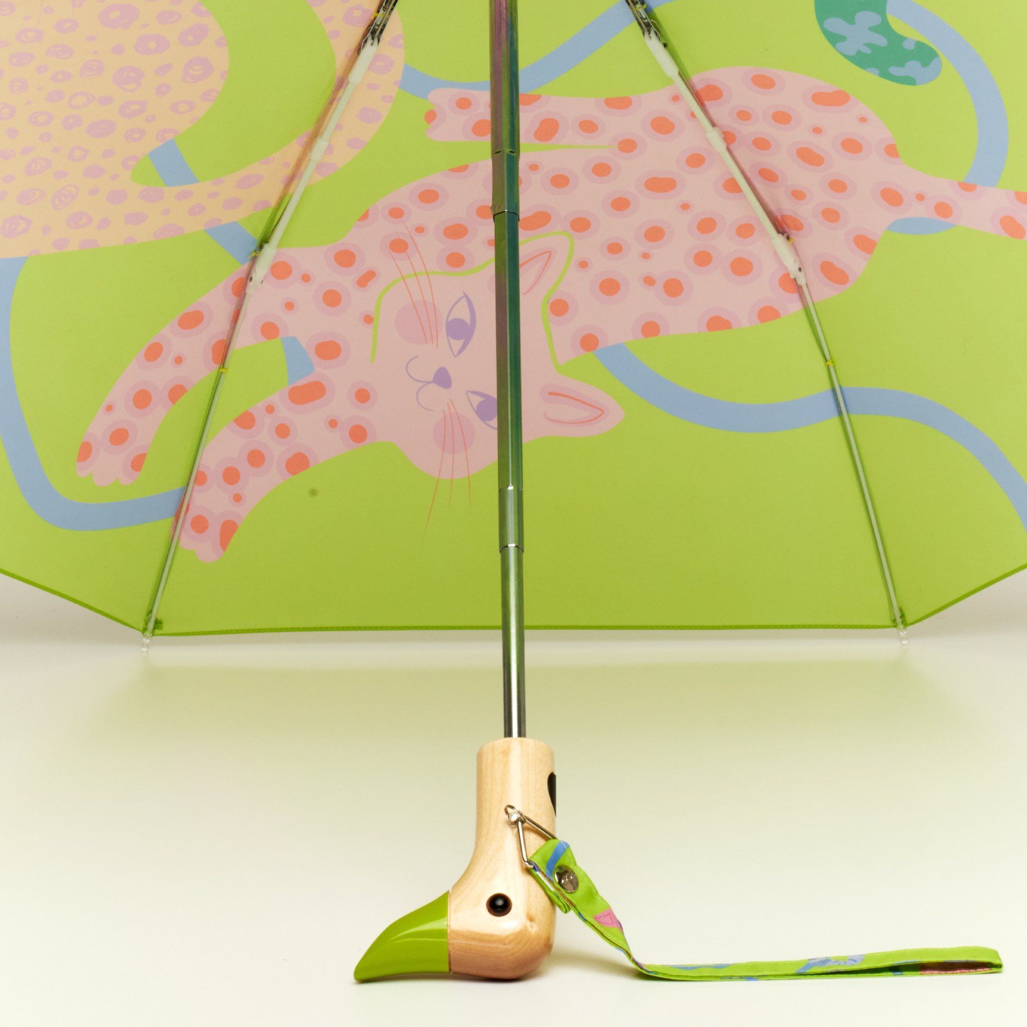 Duckhead Lime Arty Cats Compact Umbrella