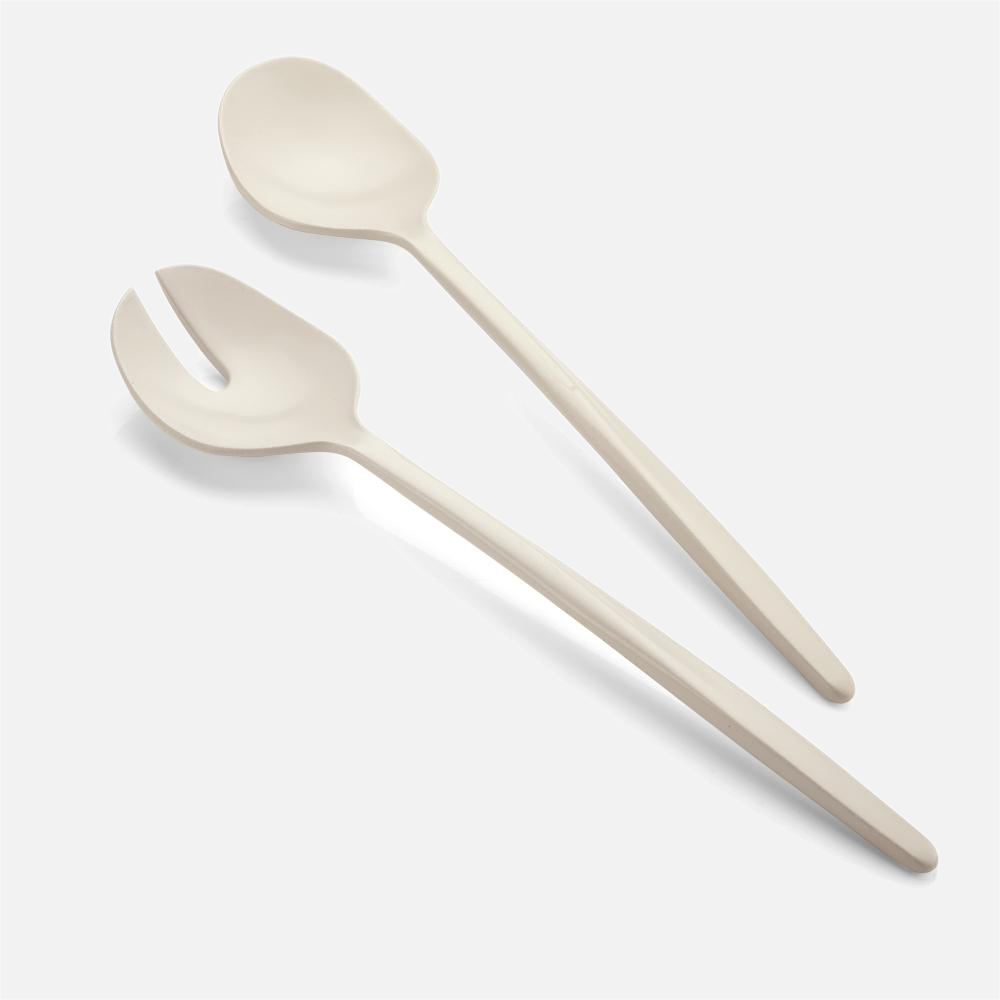 Set of 2 salad servers - white